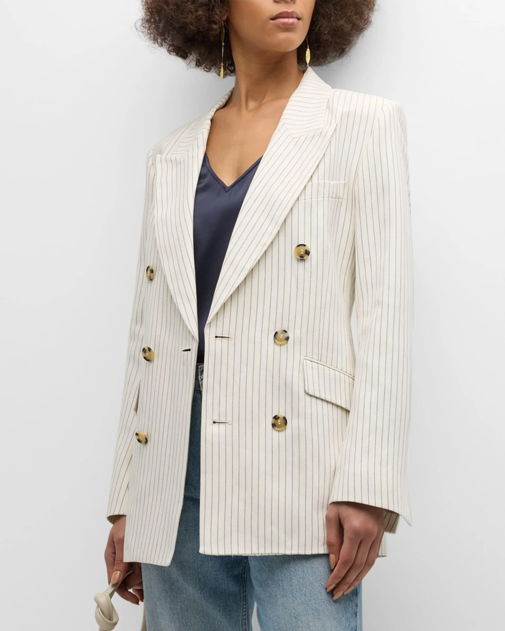 Pinstripe Double-Breasted Blazer