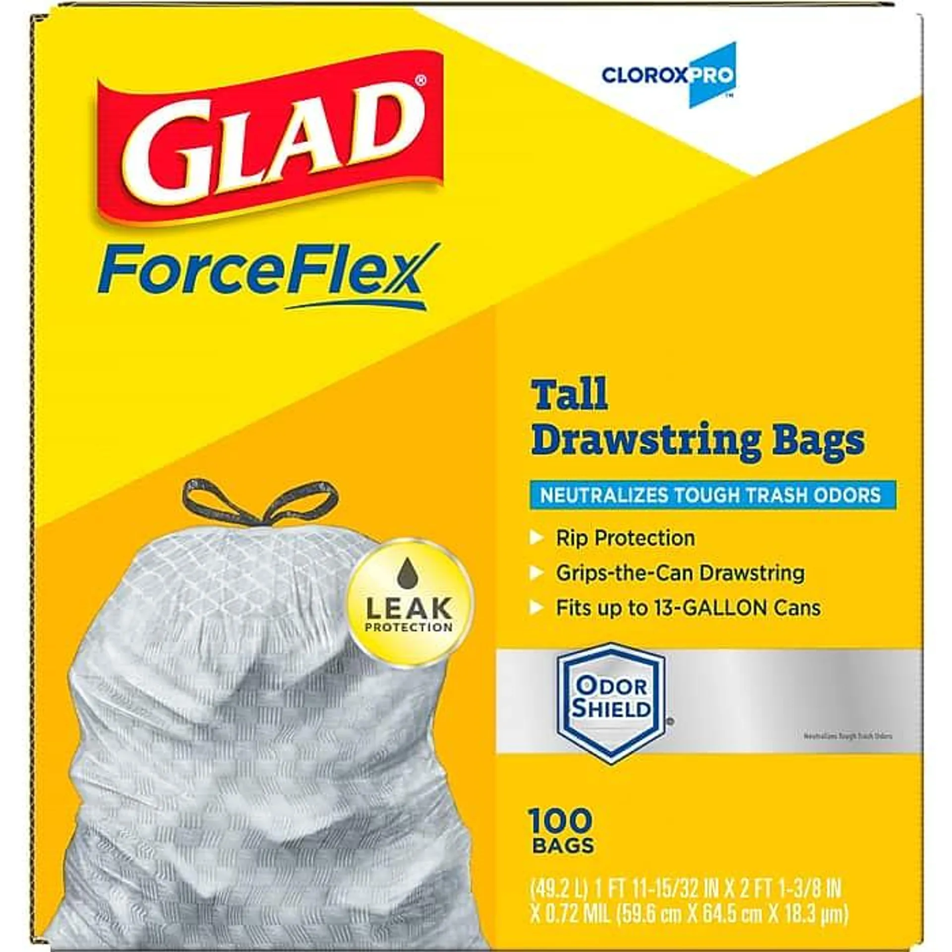 CloroxPro Glad ForceFlex 13 Gallon Tall Kitchen Trash Bag,