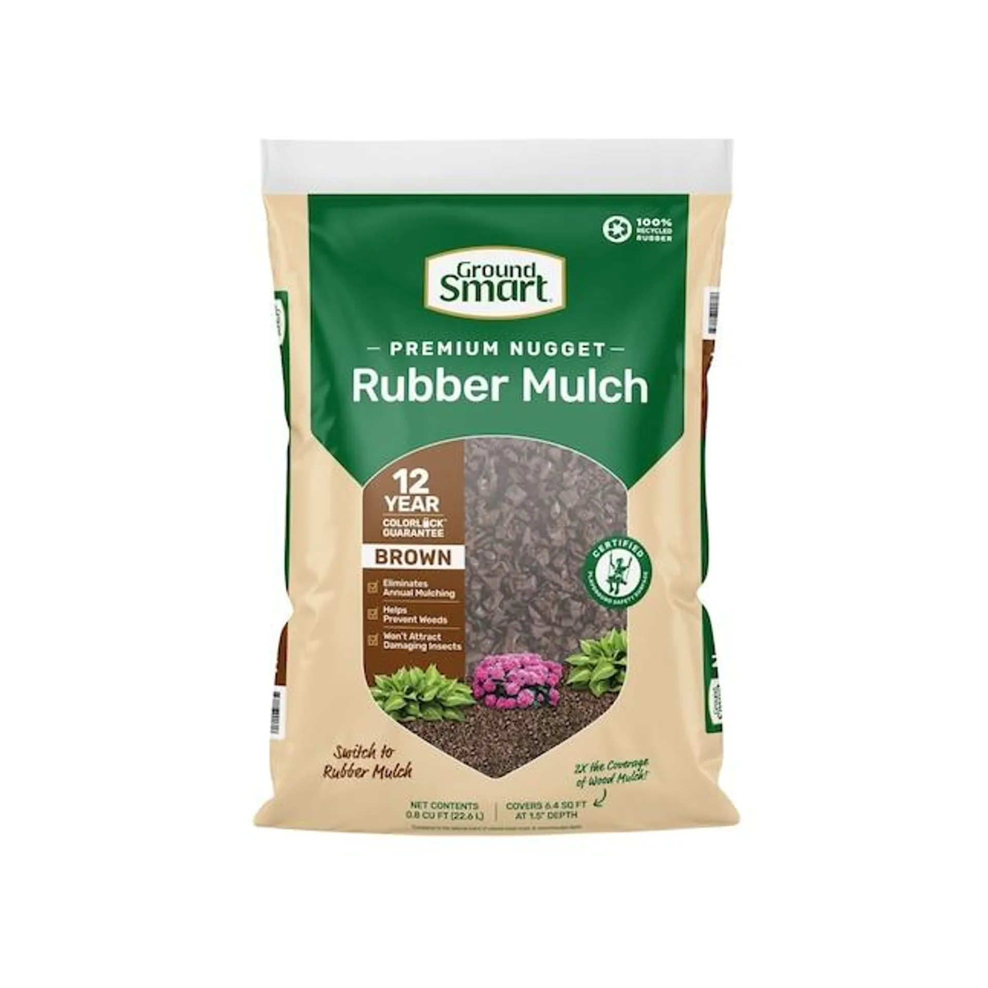 GroundSmart Premium Nugget 0.8-cu ft Brown Rubber Mulch