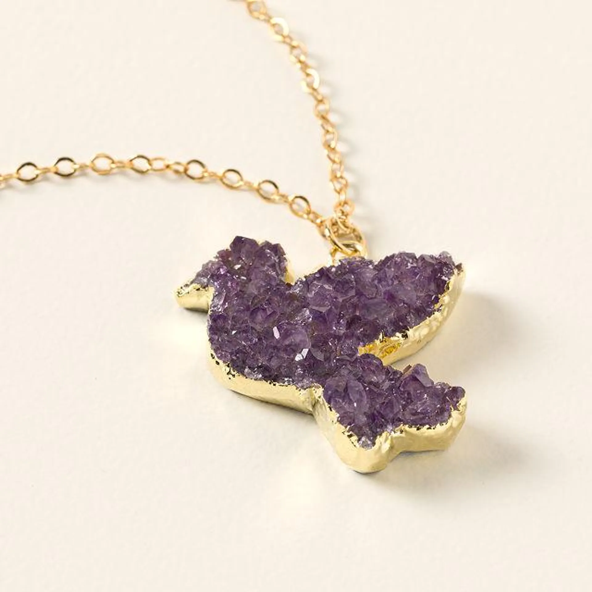 Peace Within Amethyst Dove Necklace