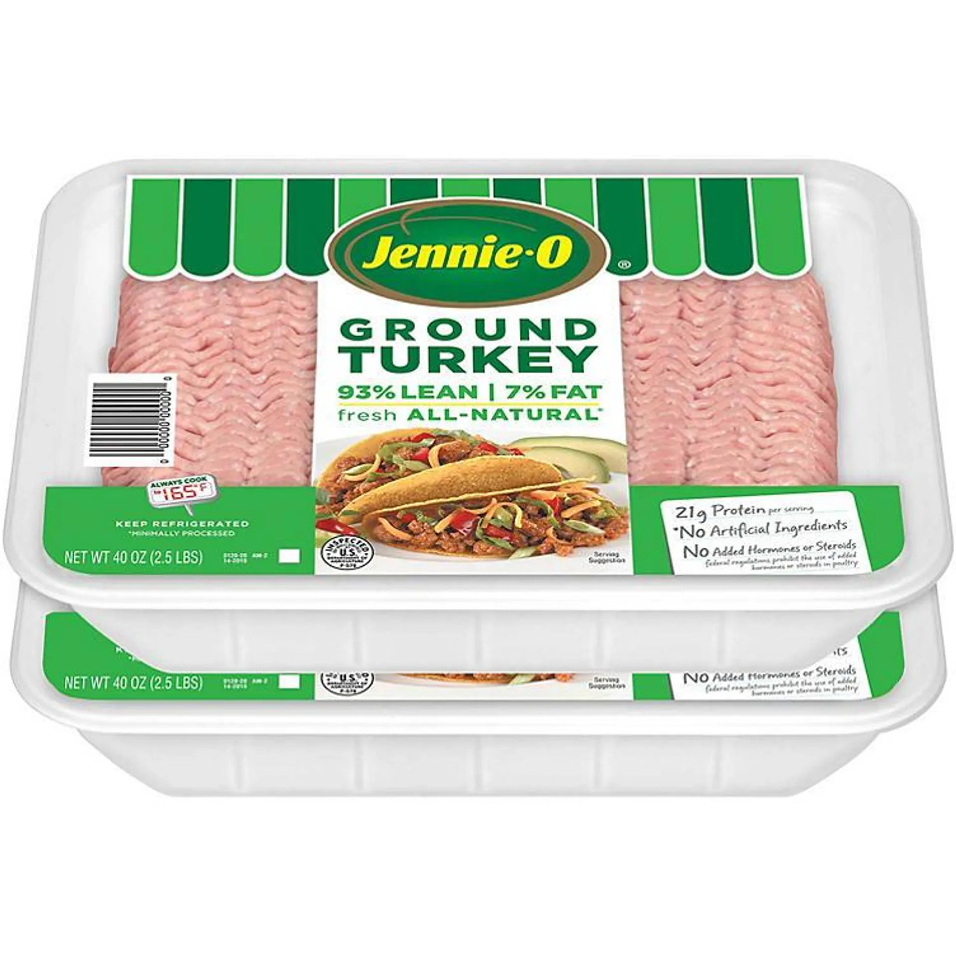 Jennie-O Lean Ground Turkey, 93% Lean (2.5 lb. per tray, 2 trays.)