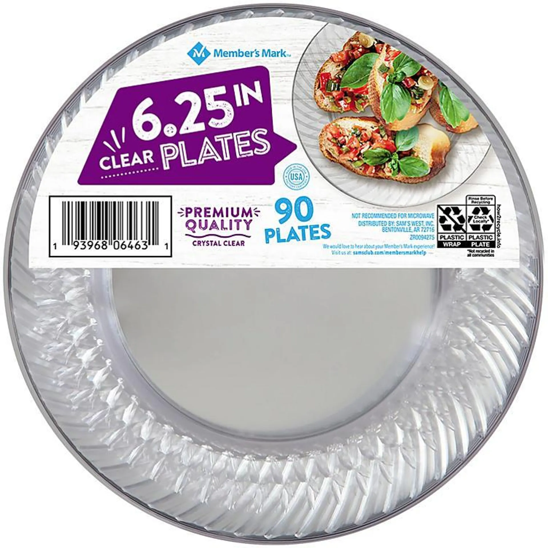 Member's Mark Clear Plastic Plates, 6.25" (90 ct.)