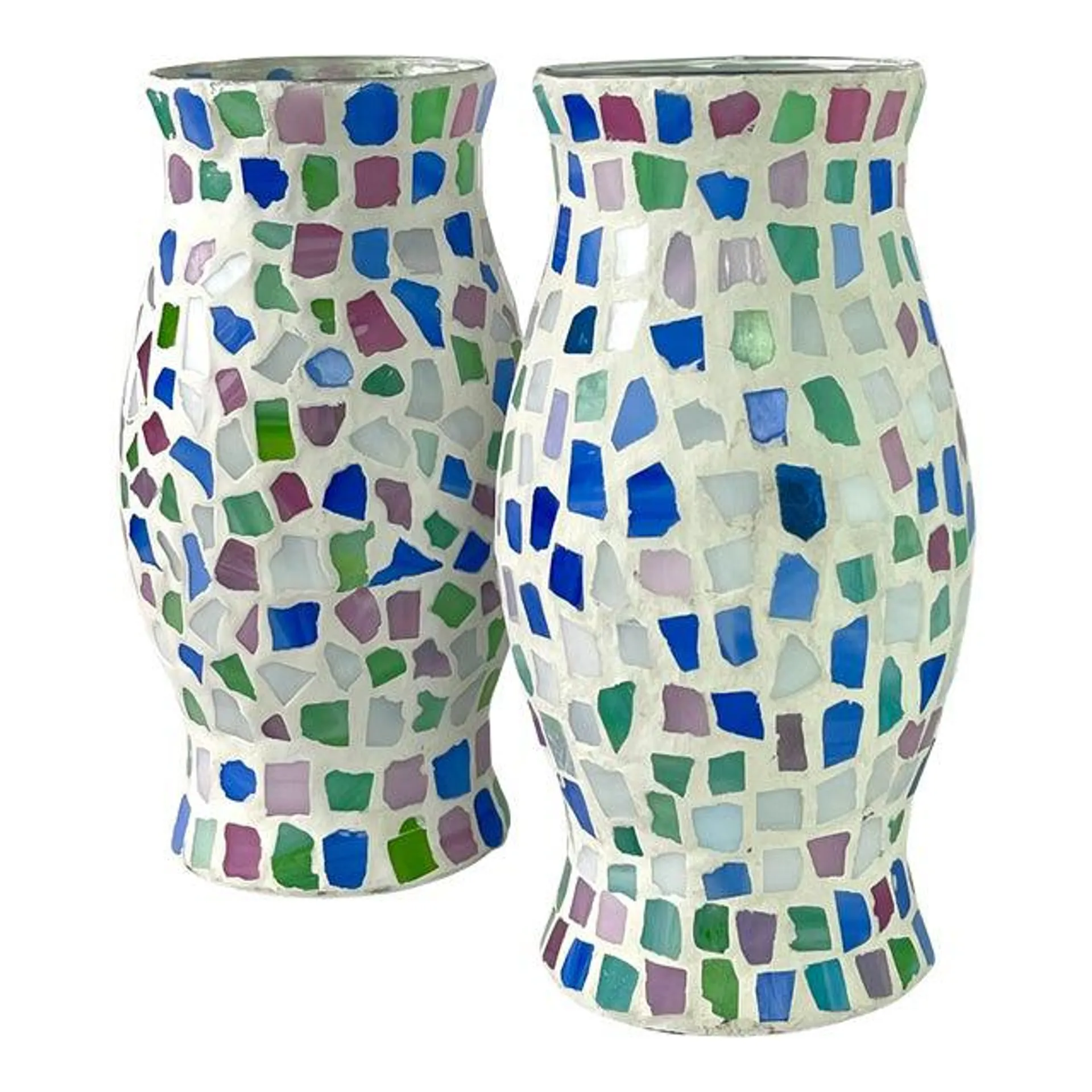 Mosaic Pastel Glass Lantern Light Candle Covers