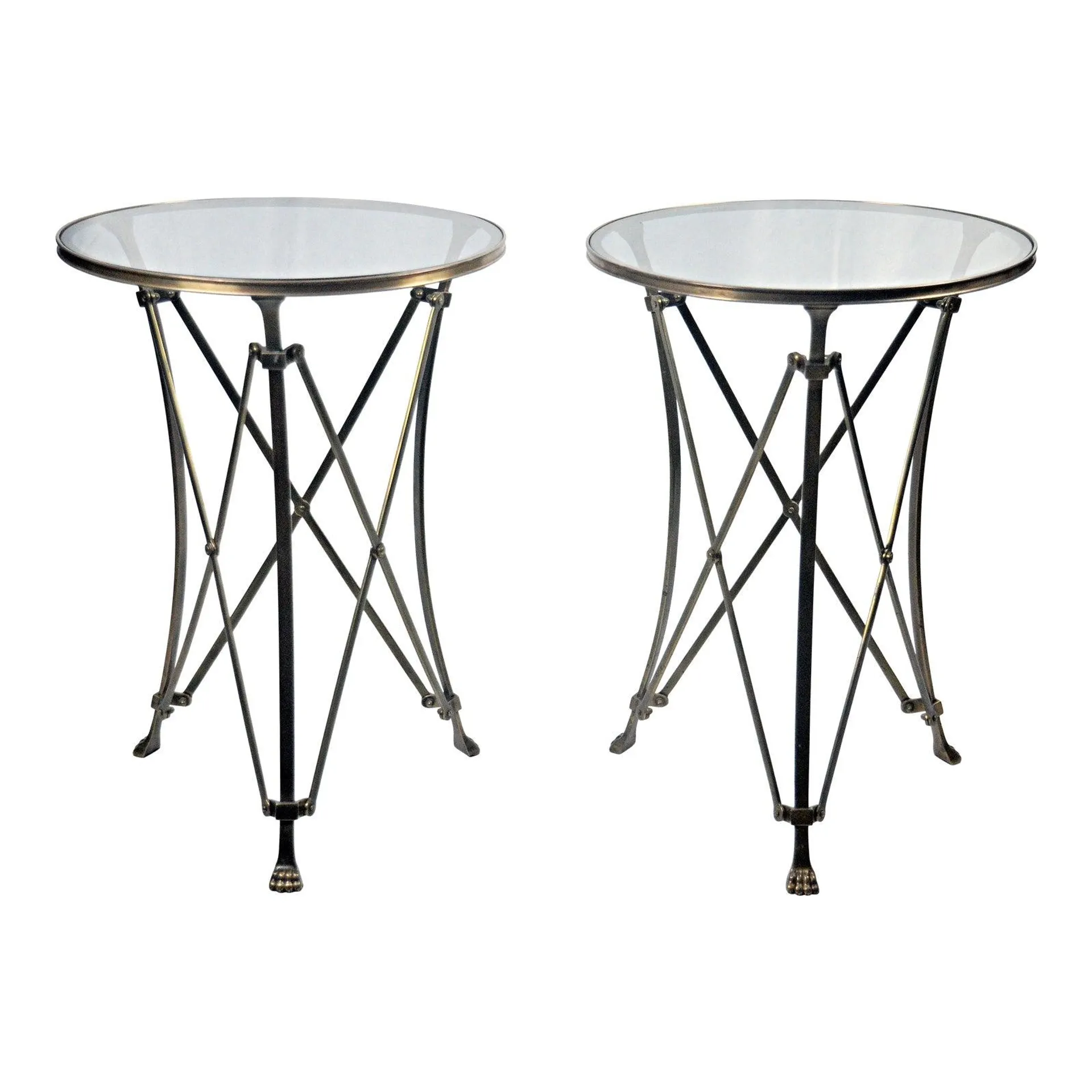 Louis XVI-Style Bronze Gueridon Side Tables - a Pair