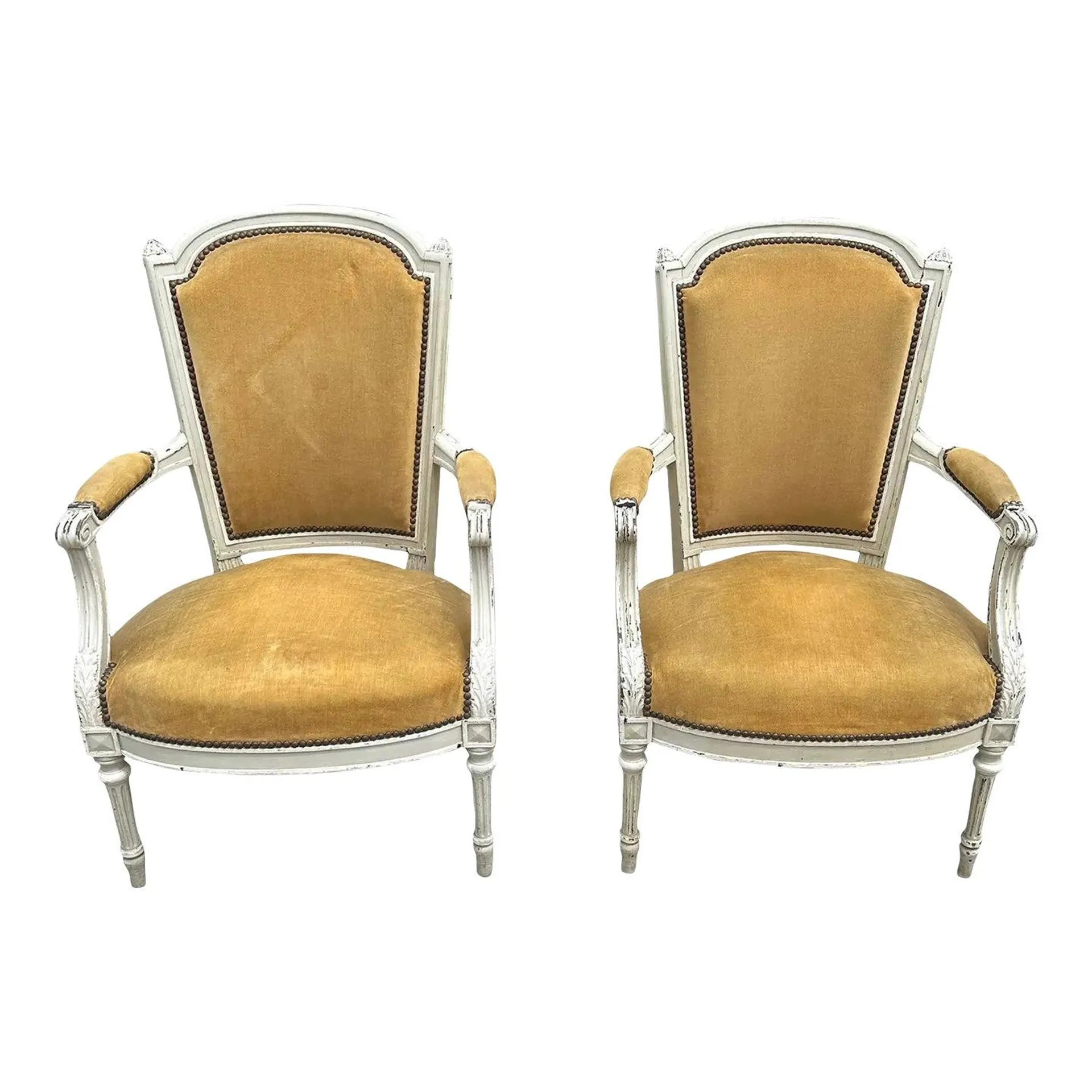 19th Century French Louis XVI Style Armchairs - a Pair