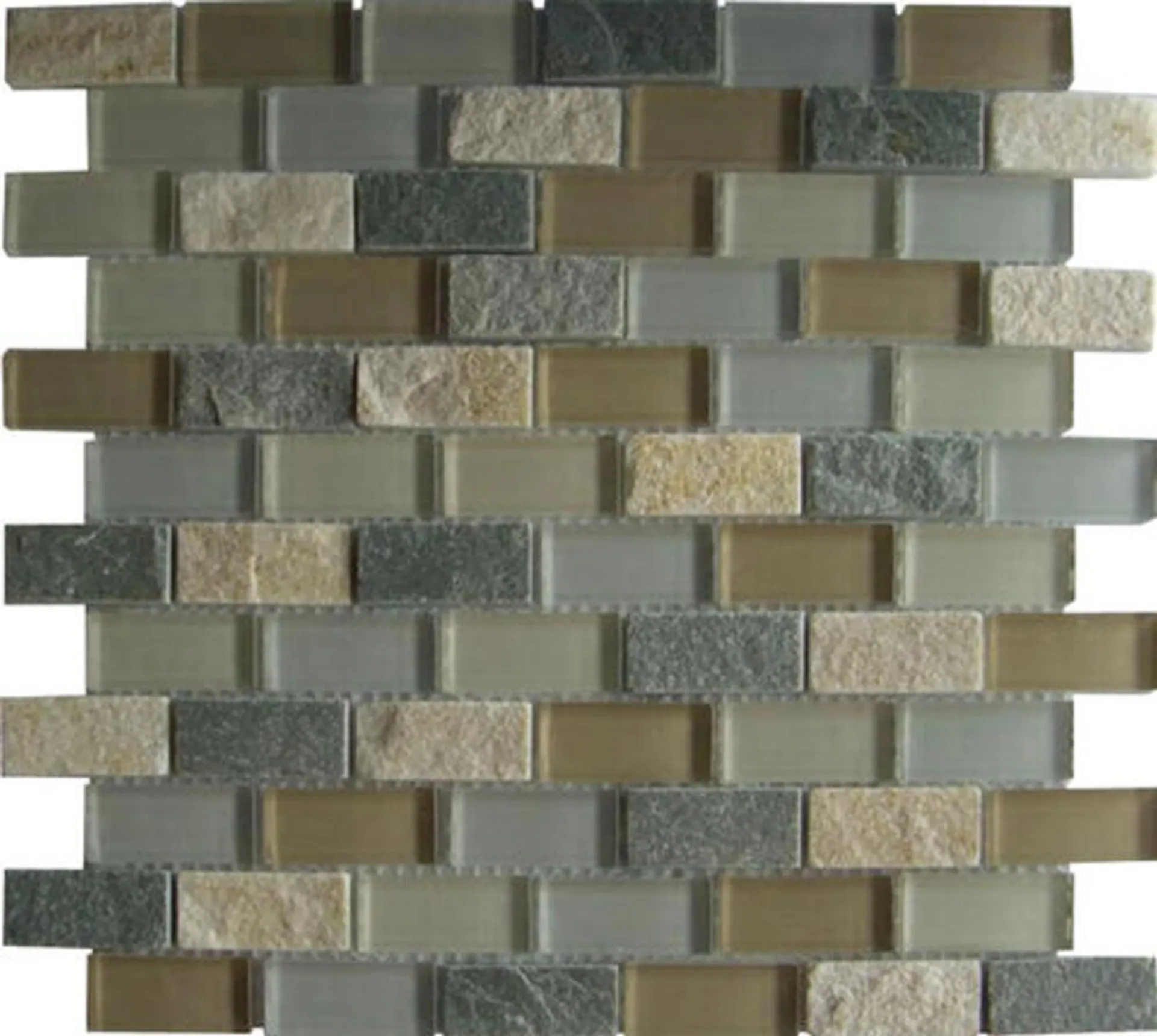 Mohawk® Krystal Slate Storm 11-1/2 x 12-1/2 Glass and Stone Mosaic Tile