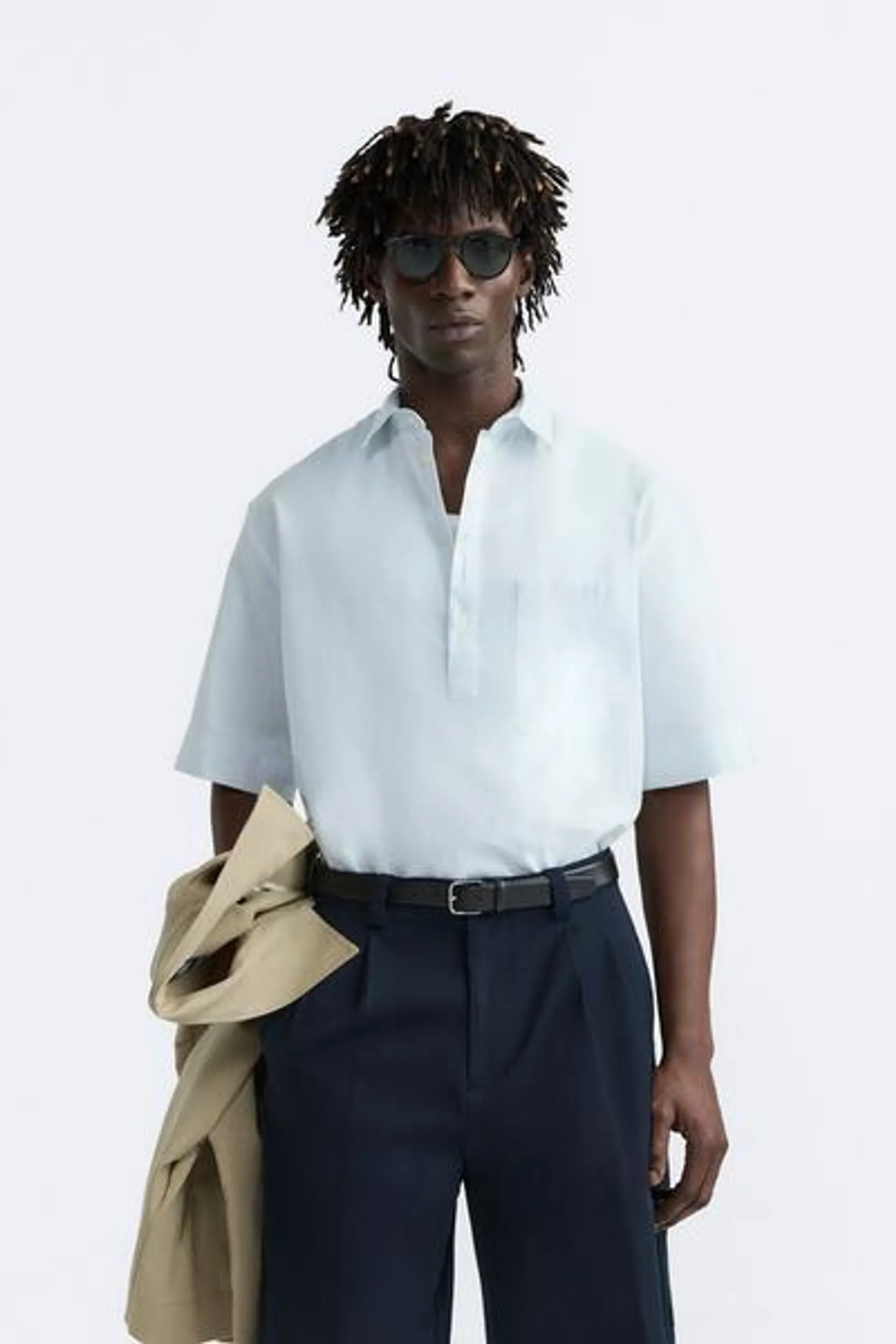 COTTON - LINEN POLO SHIRT