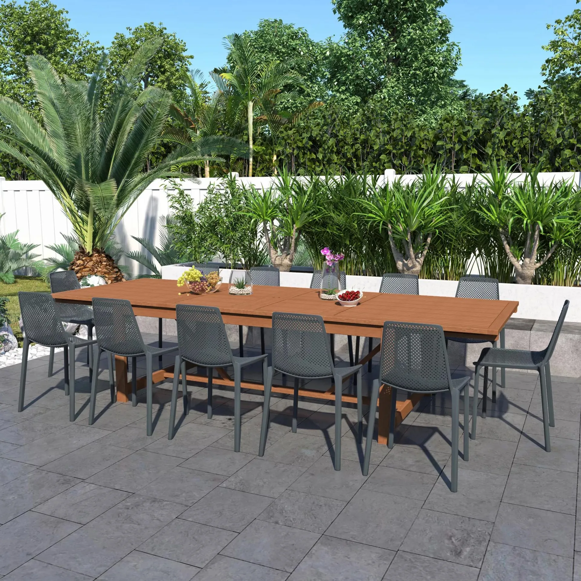 Amazonia 13-Pc. Outdoor Patio Dining Set - Gray