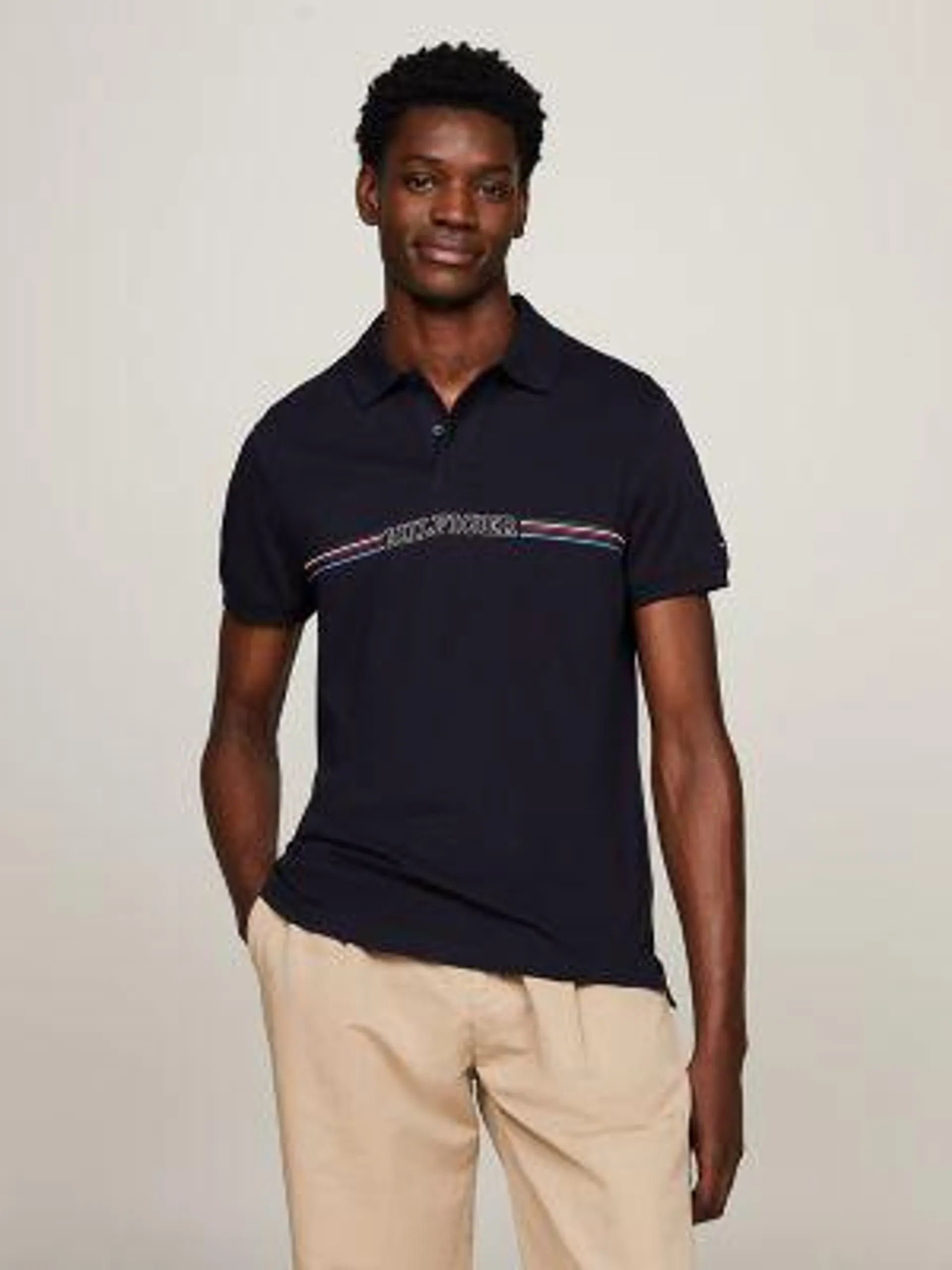 Regular Fit Monotype Chest Stripe Polo