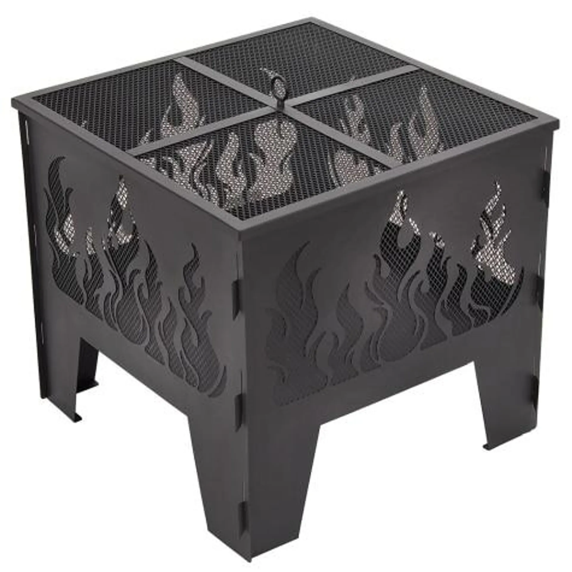 Outdoor Living Accents Square Fire Pit with Wild Fire Cutout Design, 20"