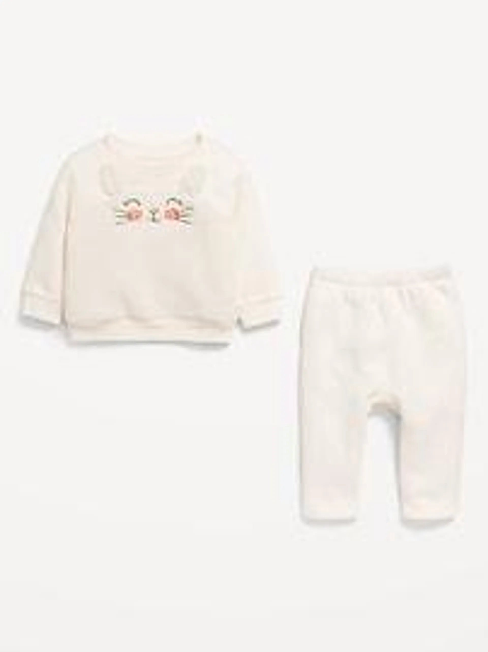 Crew-Neck Critter Sweatshirt and Sweatpants Set for Baby