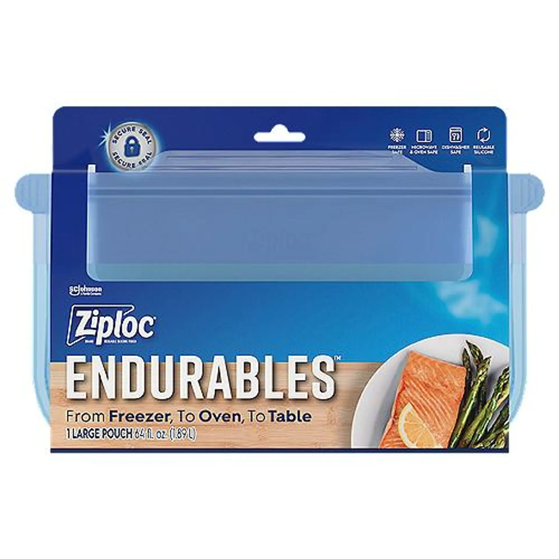 Ziploc® Endurables™ Large Pouch, Half Gallon, 8 cups, 64 fl oz, Reusable Silicone