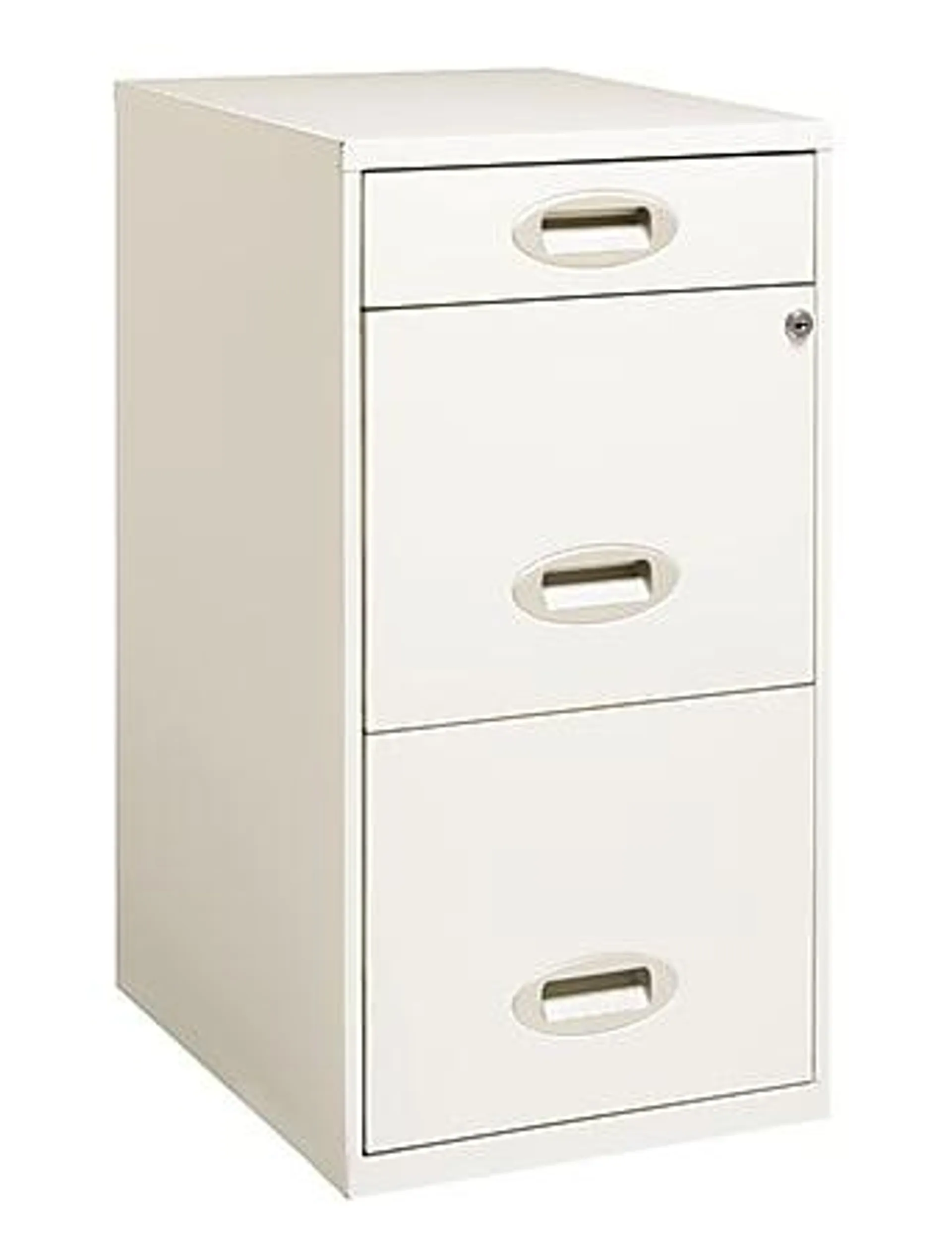 Realspace 18"D Vertical 3-Drawer Letter-Size File Cabinet, Metal, Pearl White