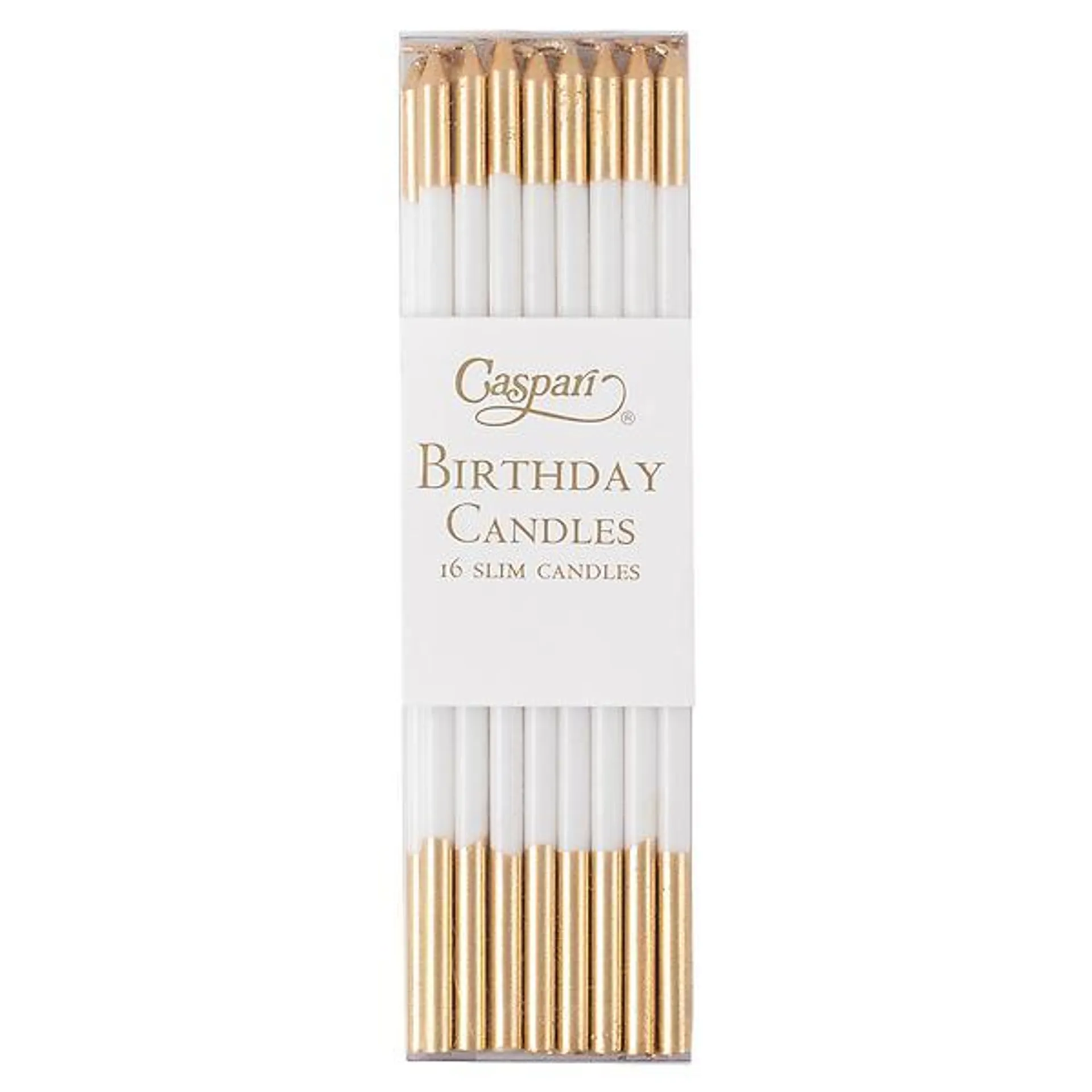 Caspari Slim Birthday Candles Gold/Wht Pkg/16