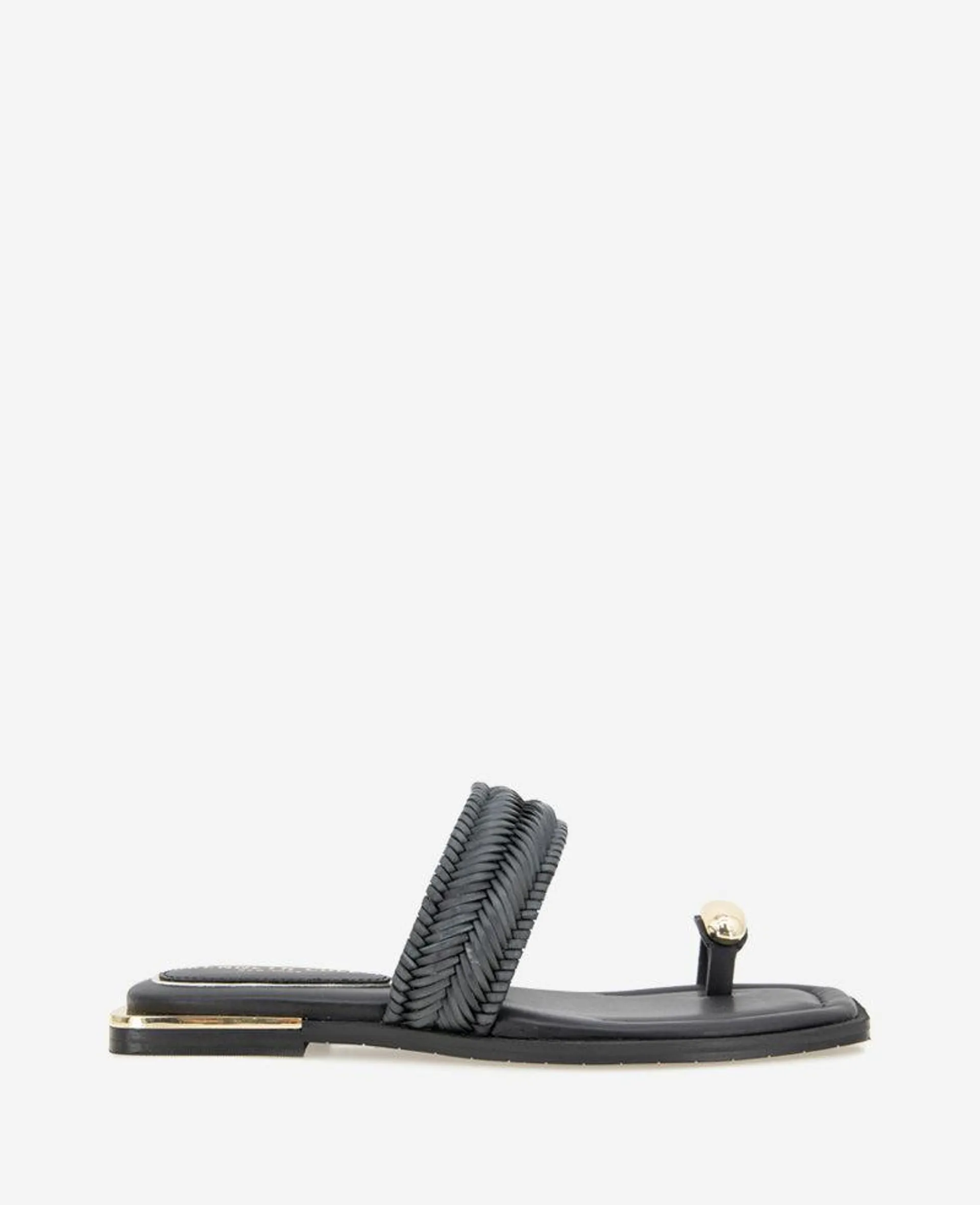 Andarna Leather Woven Toe Ring Sandal