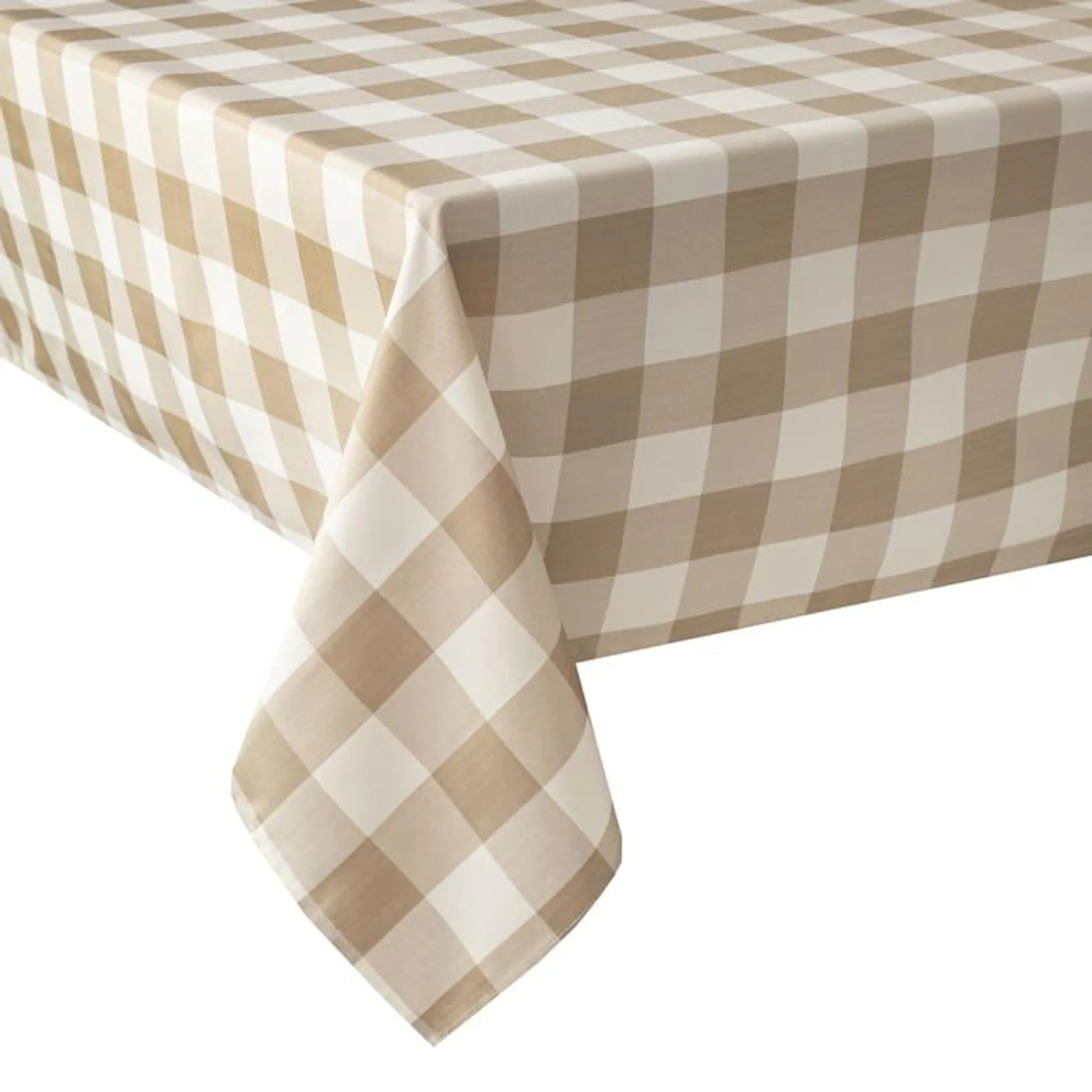 Taupe & Ivory Buffalo Plaid Yarn Dyed Tablecloth, 60x120