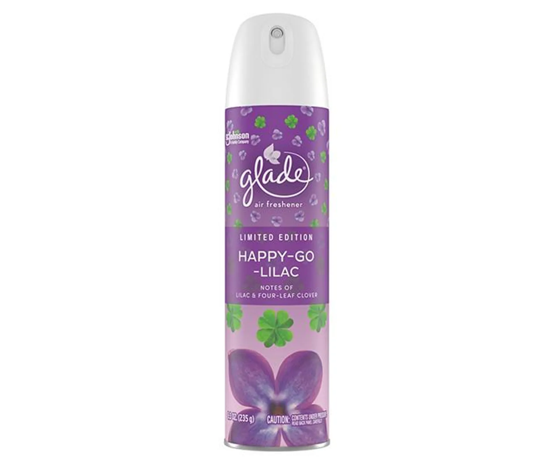 Glade Aerosol Spray, Glade Air Freshener Spray, Happy-Go-Lilac Scent, Infused with Essential Oils, Spring Limited Edition Fragrance, Positive Vibes Collection, 8.3 oz