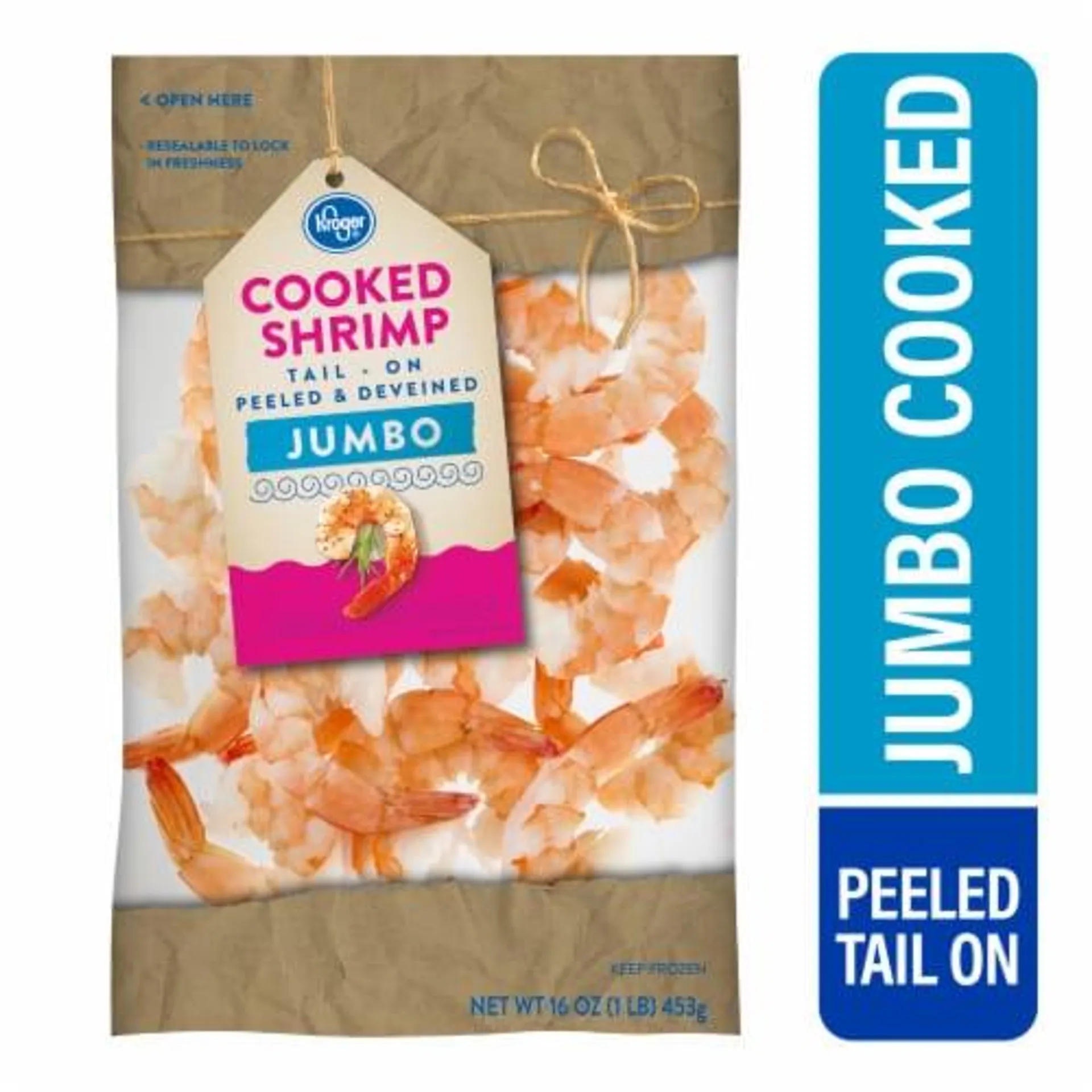 Kroger® Jumbo Peeled & Deveined Cooked Shrimp Tail-On