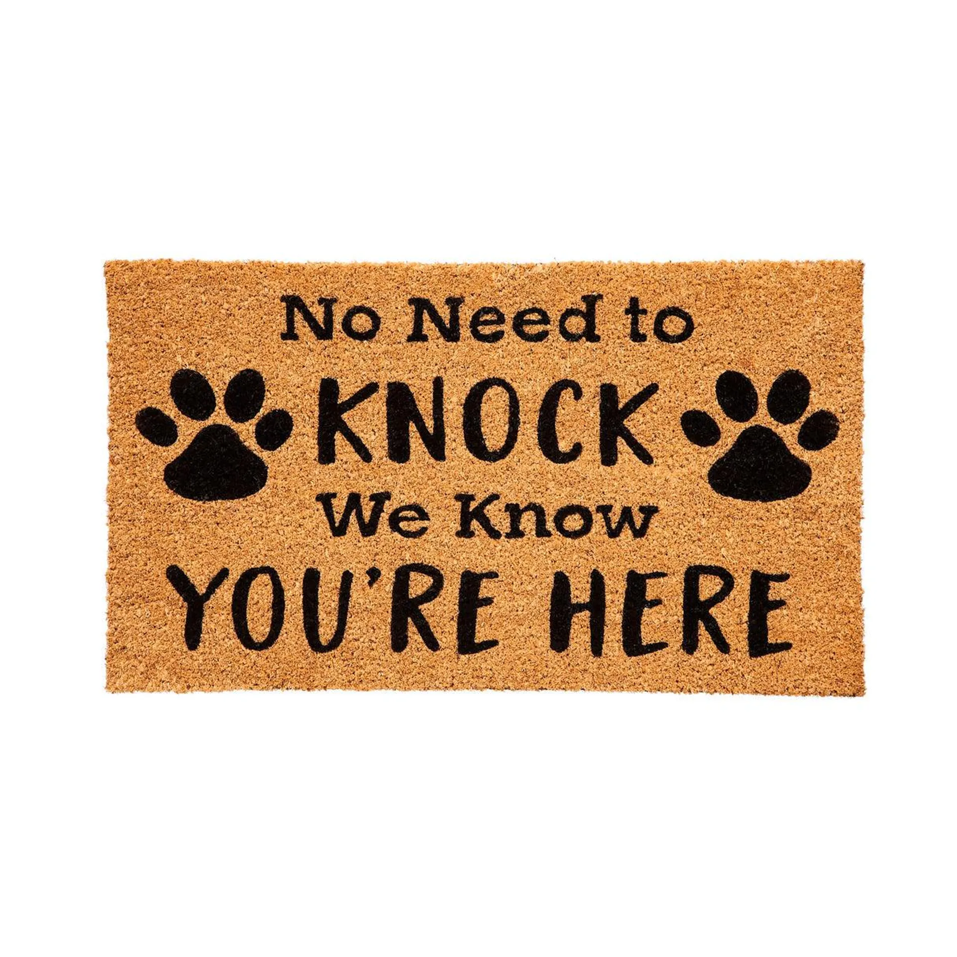 No Need to Knock Paw Print Coir Mat