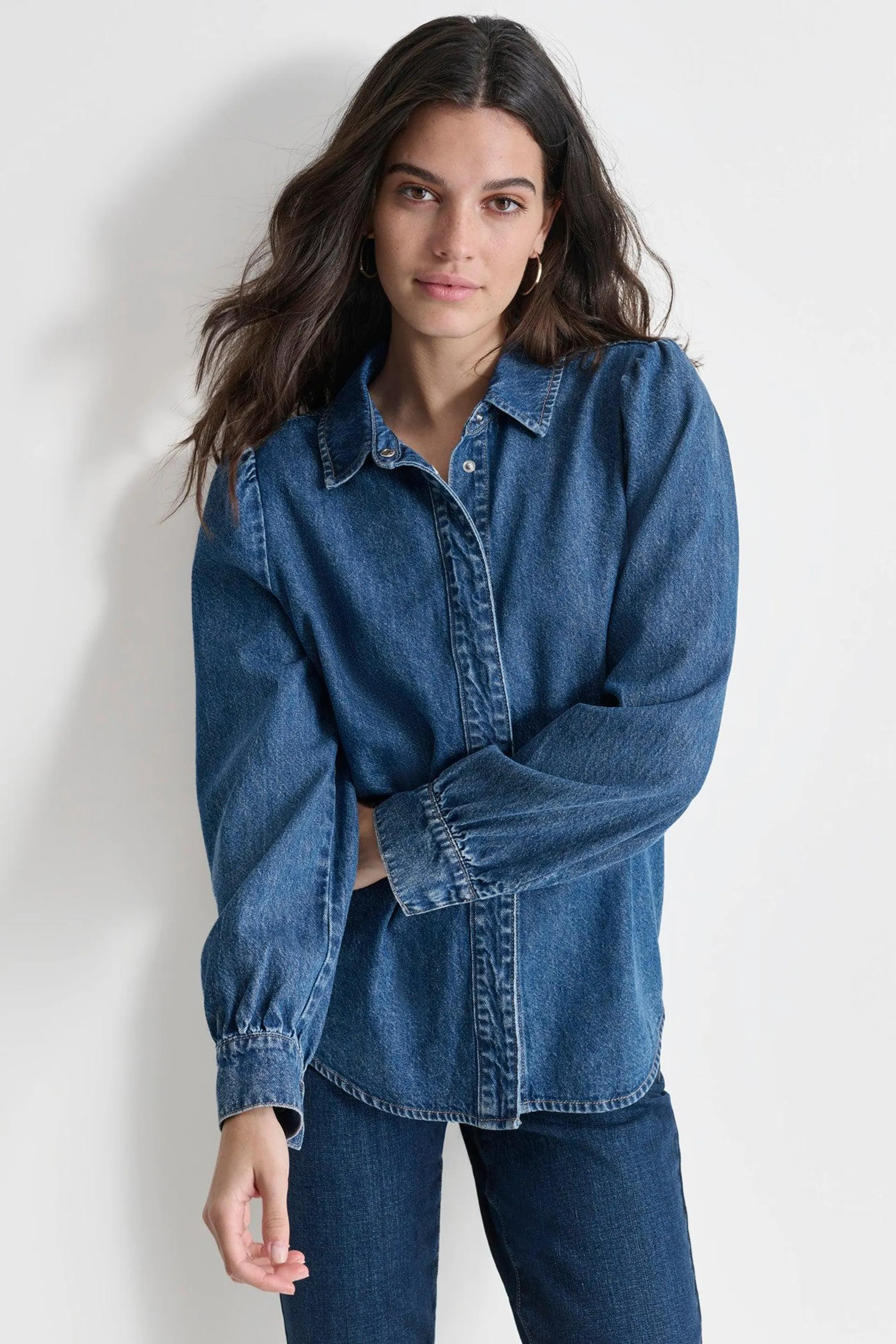 PUFF SLEEVE DENIM SHIRT