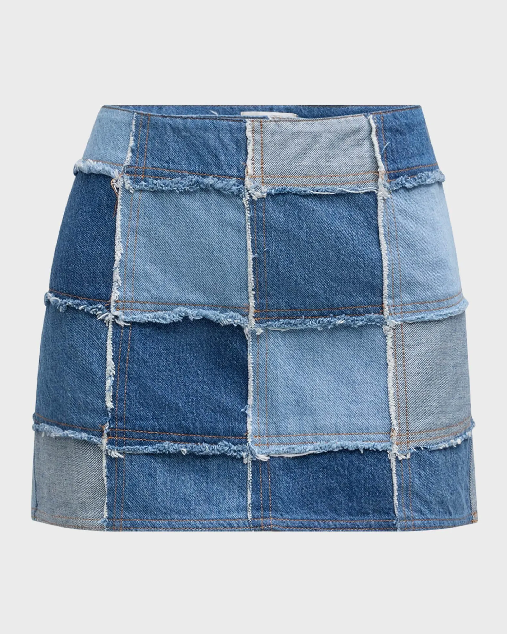 The 70s Patchwork Denim Mini Skirt