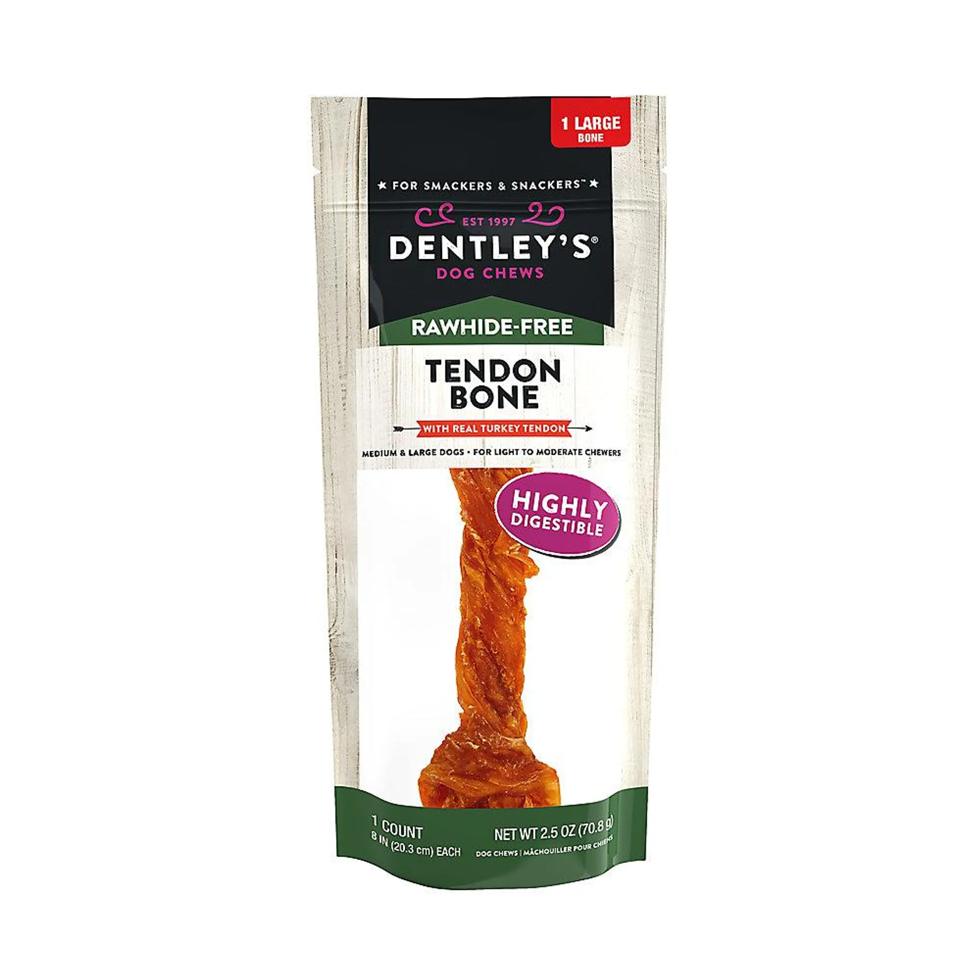Dentley's ® Rawhide-Free Turkey Tendon Bone Dog Chew - 1 Count