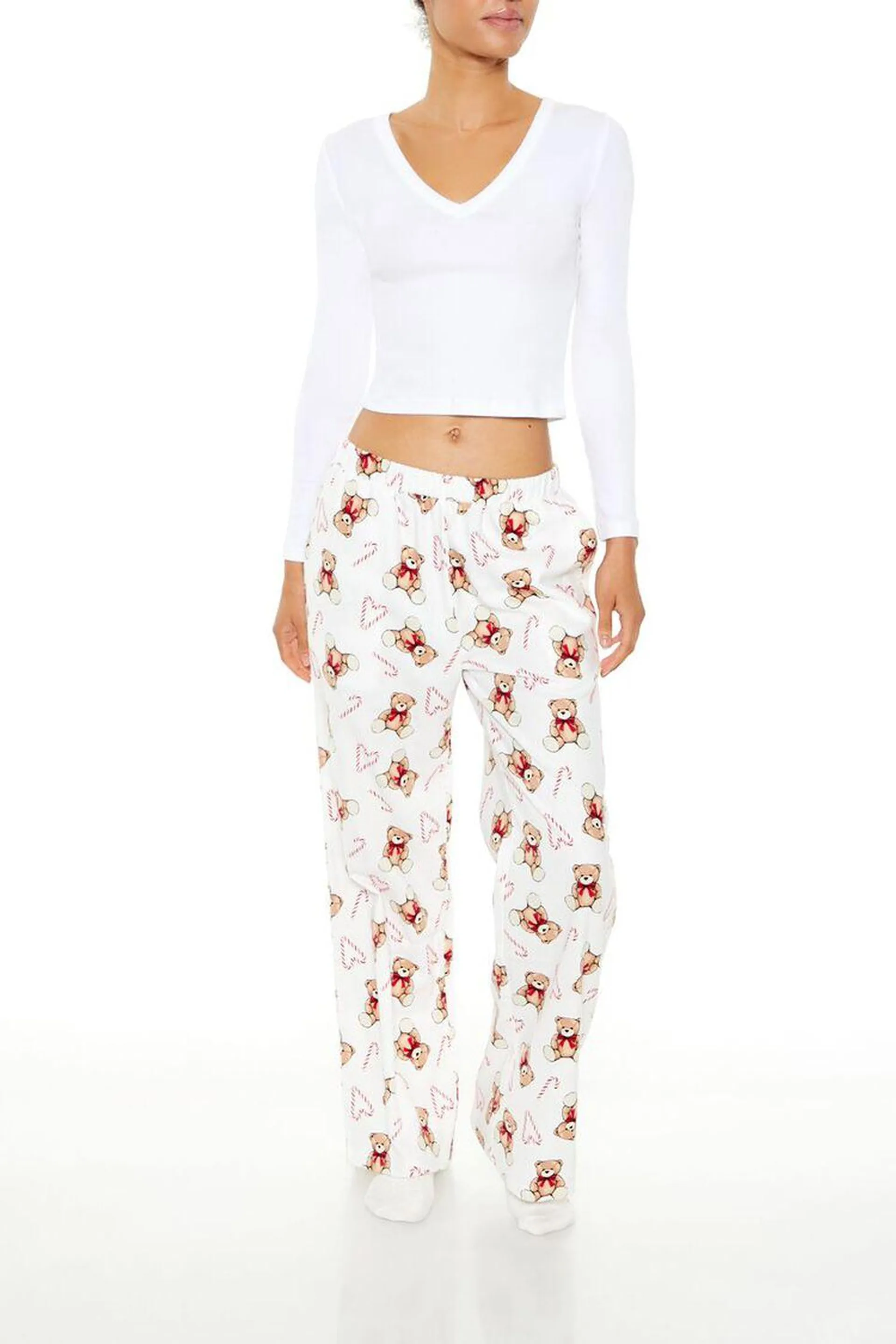 Teddy Bear Wide-Leg Pajama Pants