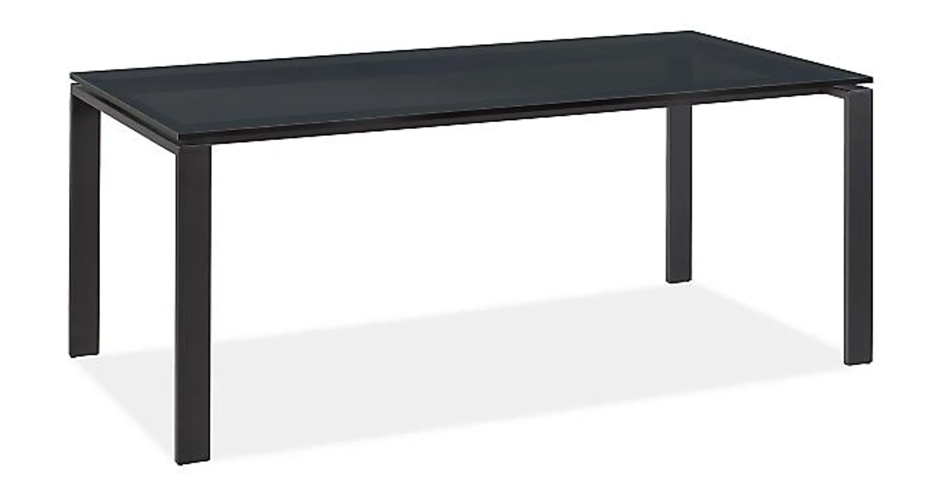Rand 72w 30d 35h Counter Table in Natural Steel with Tempered Smoke Glass Top