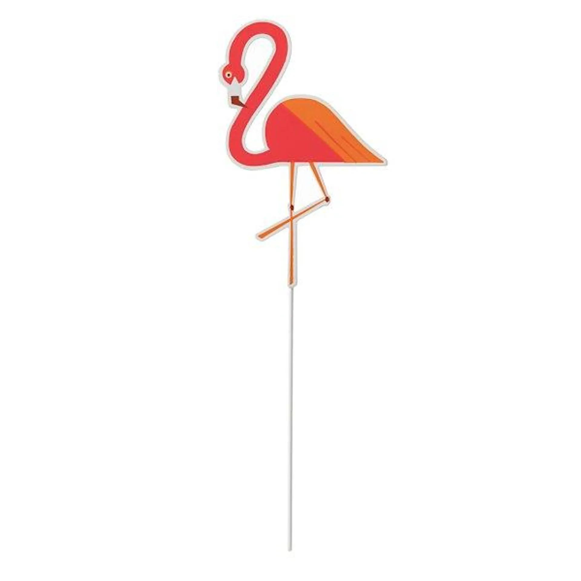 Sunny Club Red Metal Flamingo Yard Pick, 14"