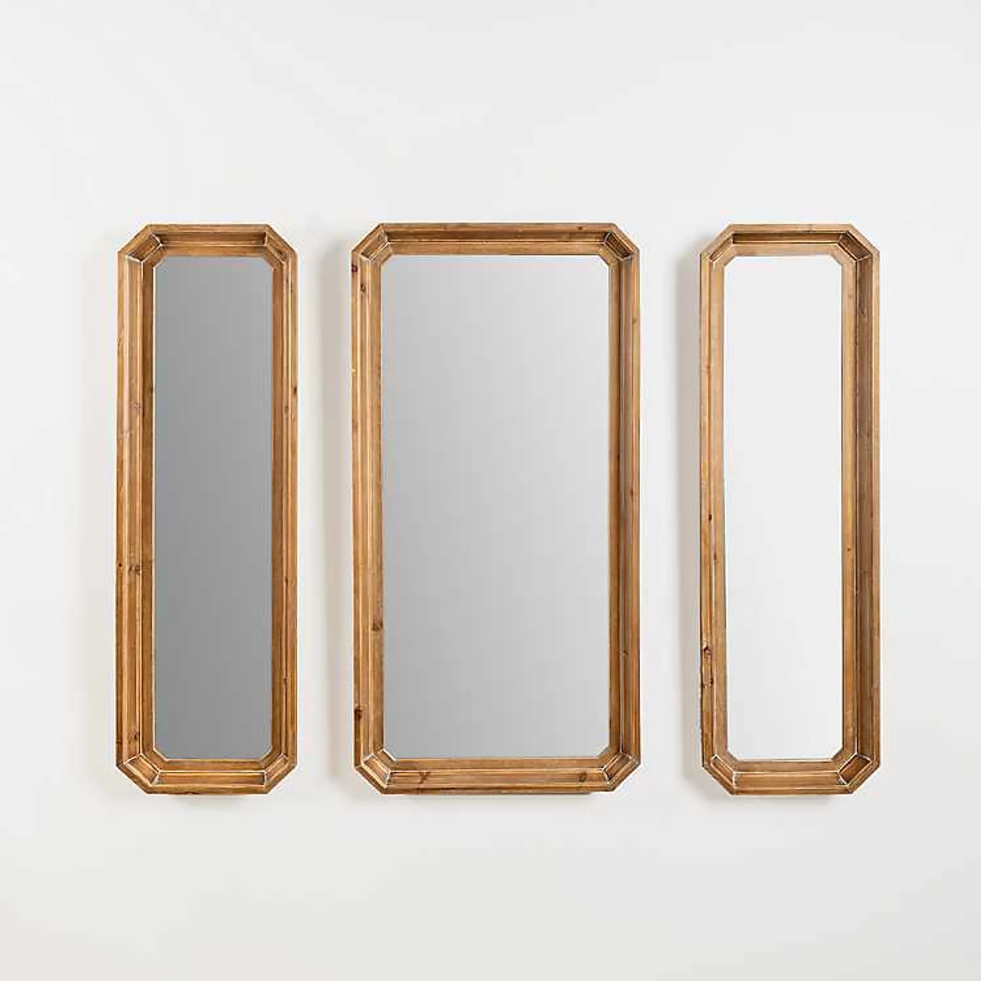 Warm Wood Inset Mirrors, Set of 3