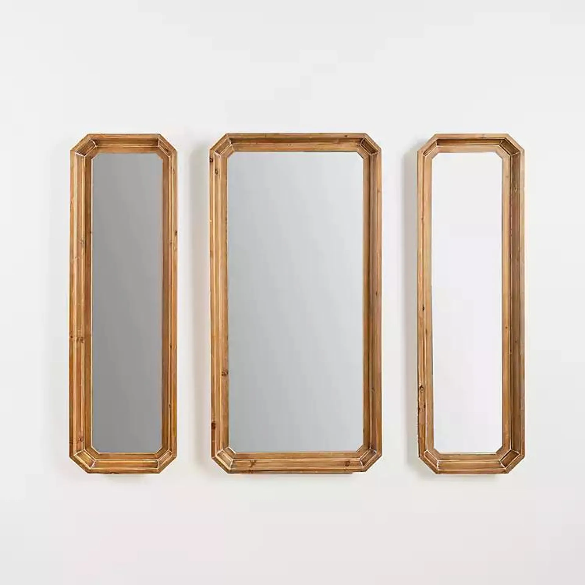 Warm Wood Inset Mirrors, Set of 3