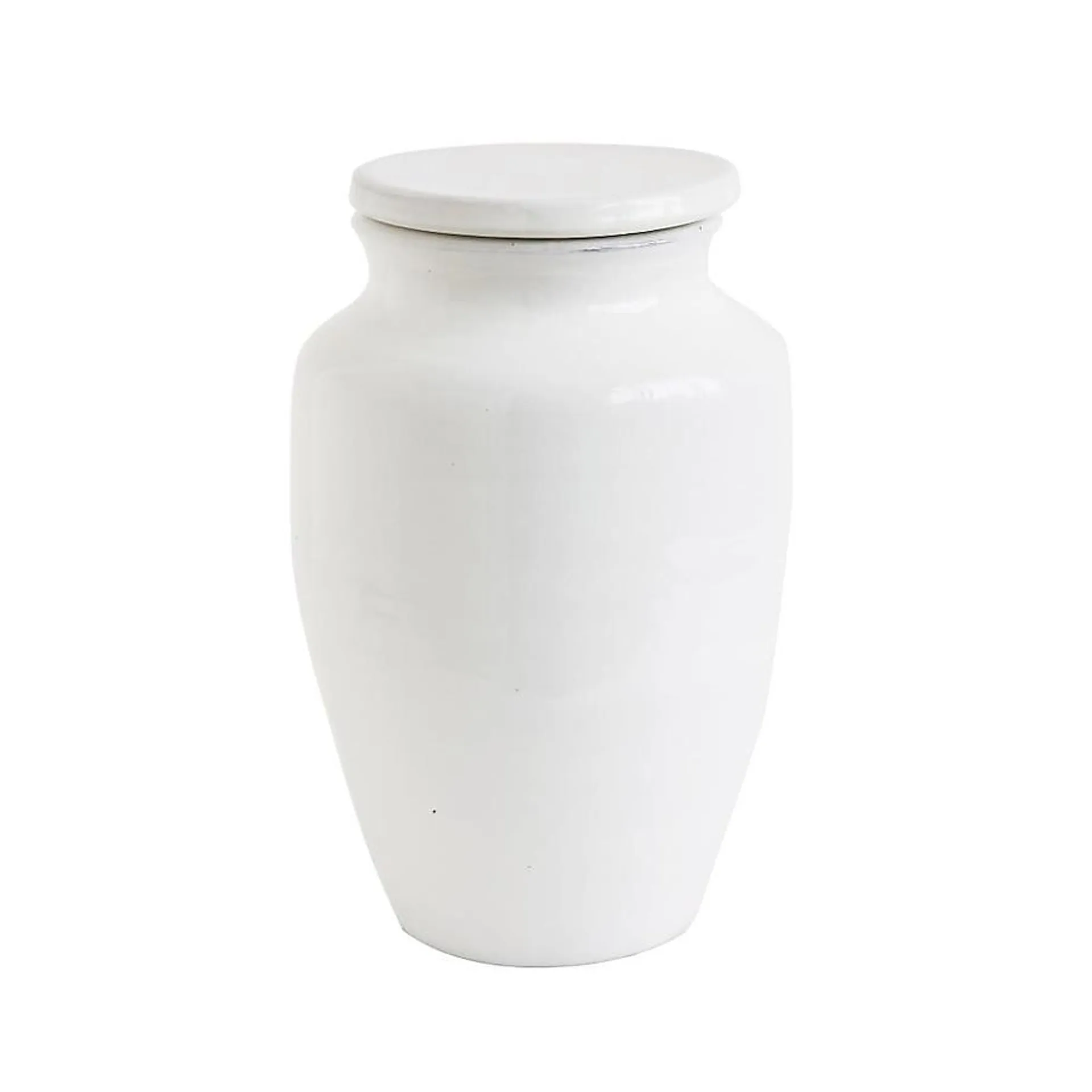 STORIED home White Stone Round Cachepot with Lid 12-in H - Casual Decorative Vase for Plants and Flowers