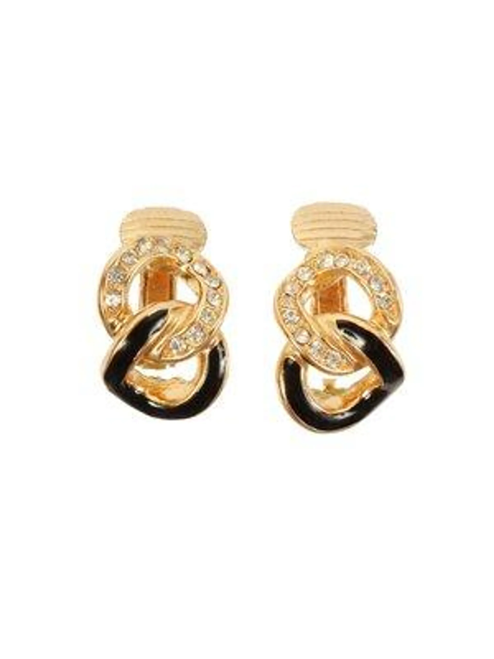 Rhinestone Chian Motif Earrings from Dior, Set of 2