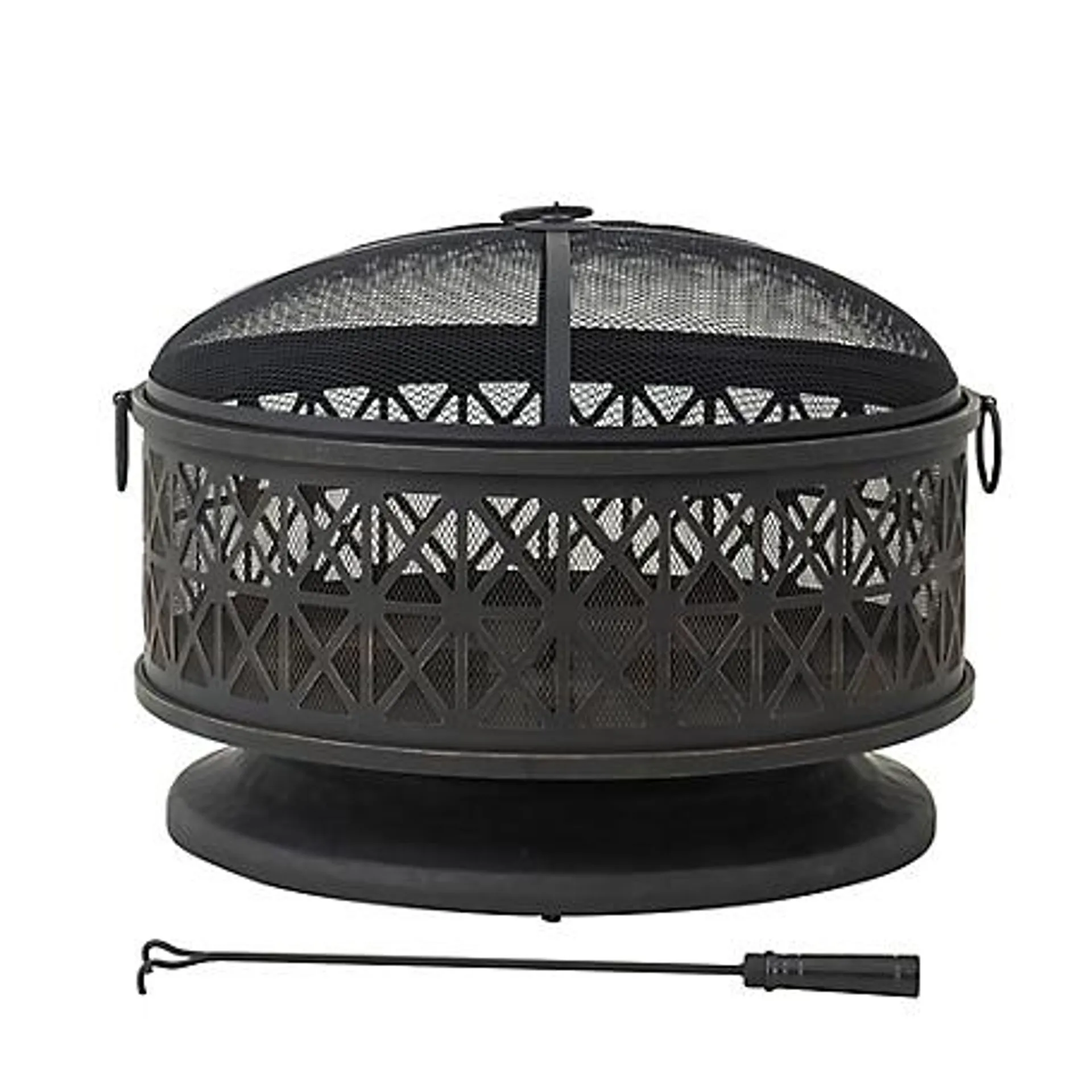 Sunjoy 30 in. Wood-Burning Outdoor Fire Pit, Patio Black Round Wood-Burning Steel Fire Pit Large Fire Pits for Outside