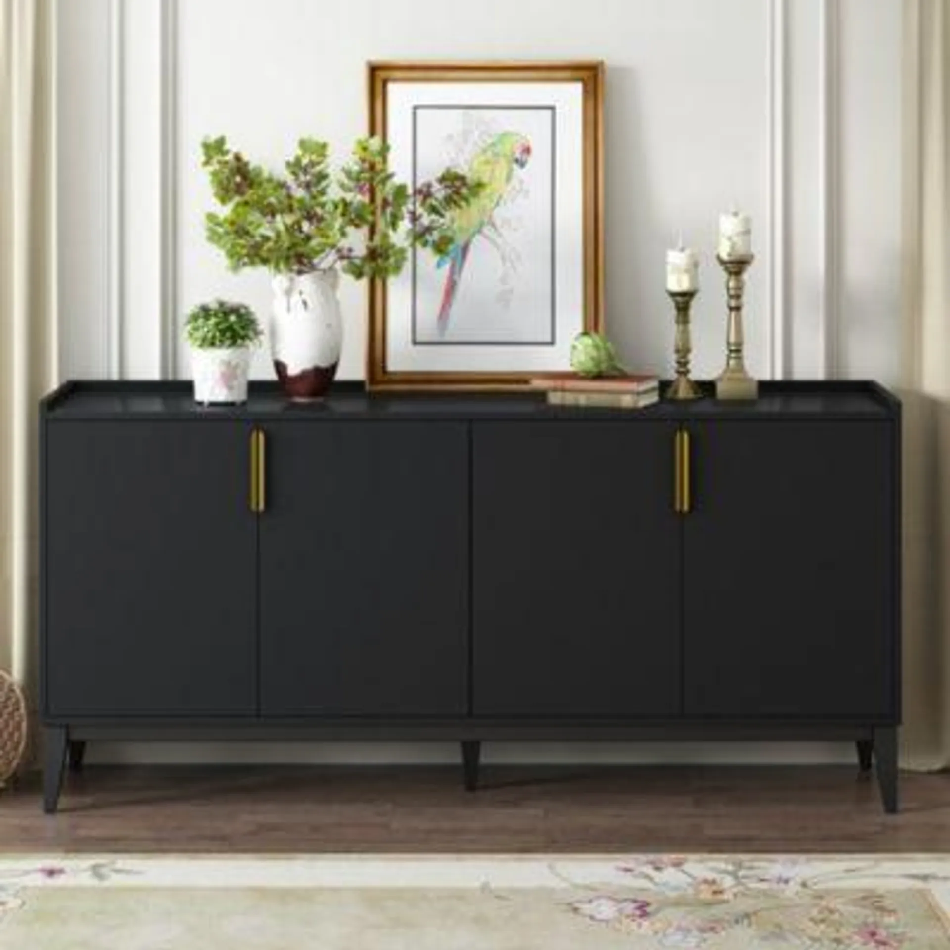 Streamdale Furniture Wooden Sideboard with 4 Doors and Adjustable Shelf