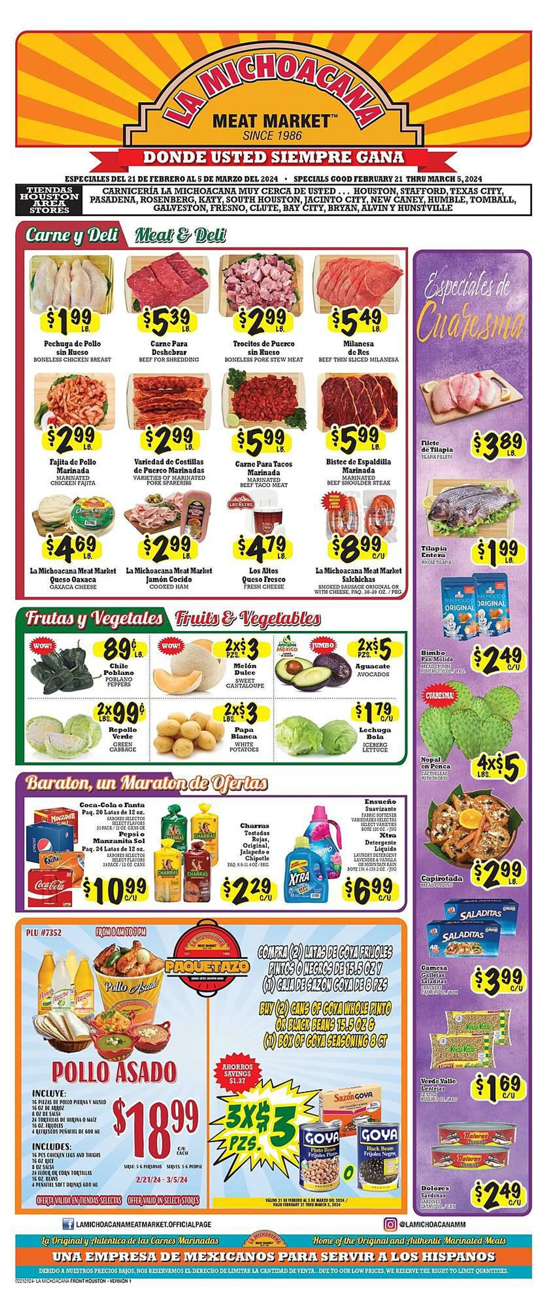 Weekly ad La Michoacana Weekly Ad from February 22 to March 5 2024 - Page 