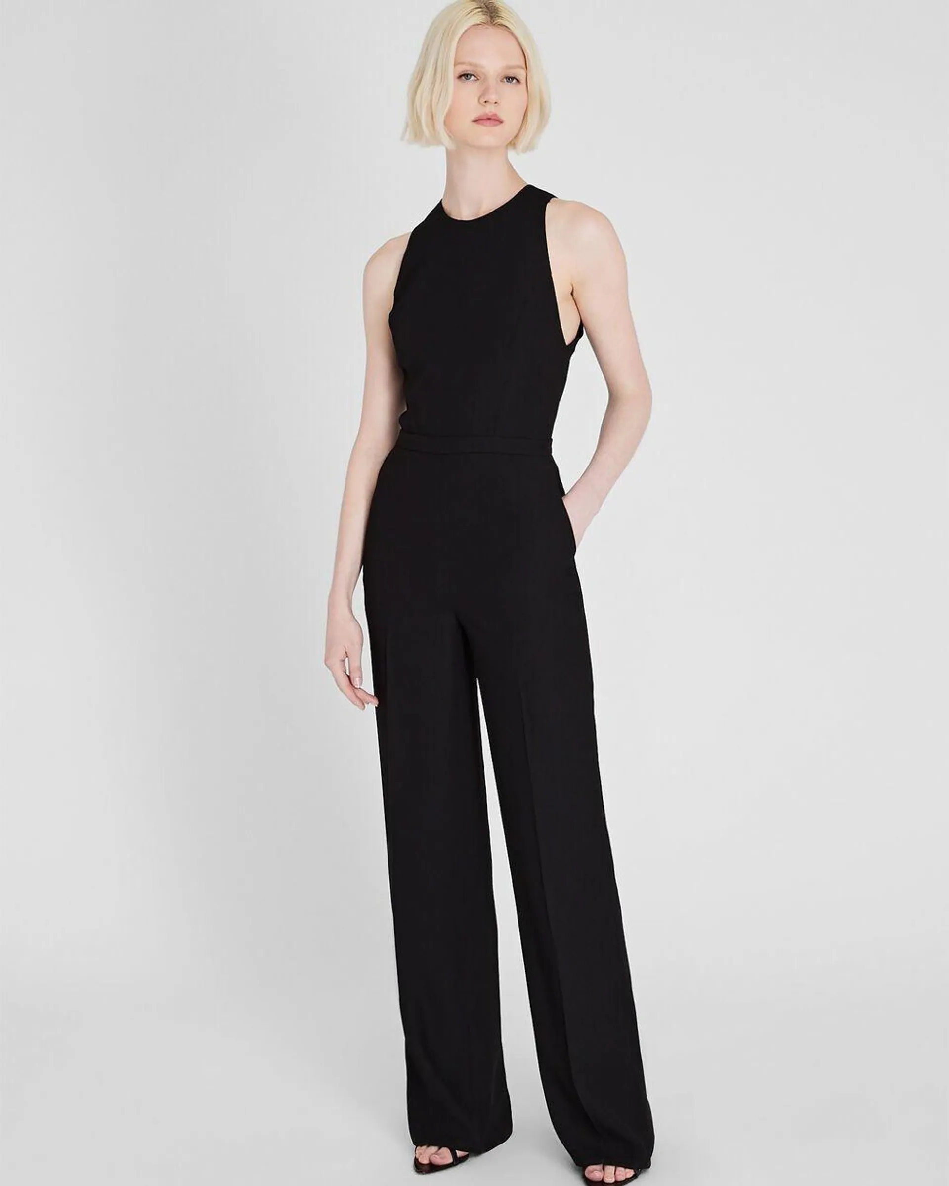 Crepe Open-Back Jumpsuit