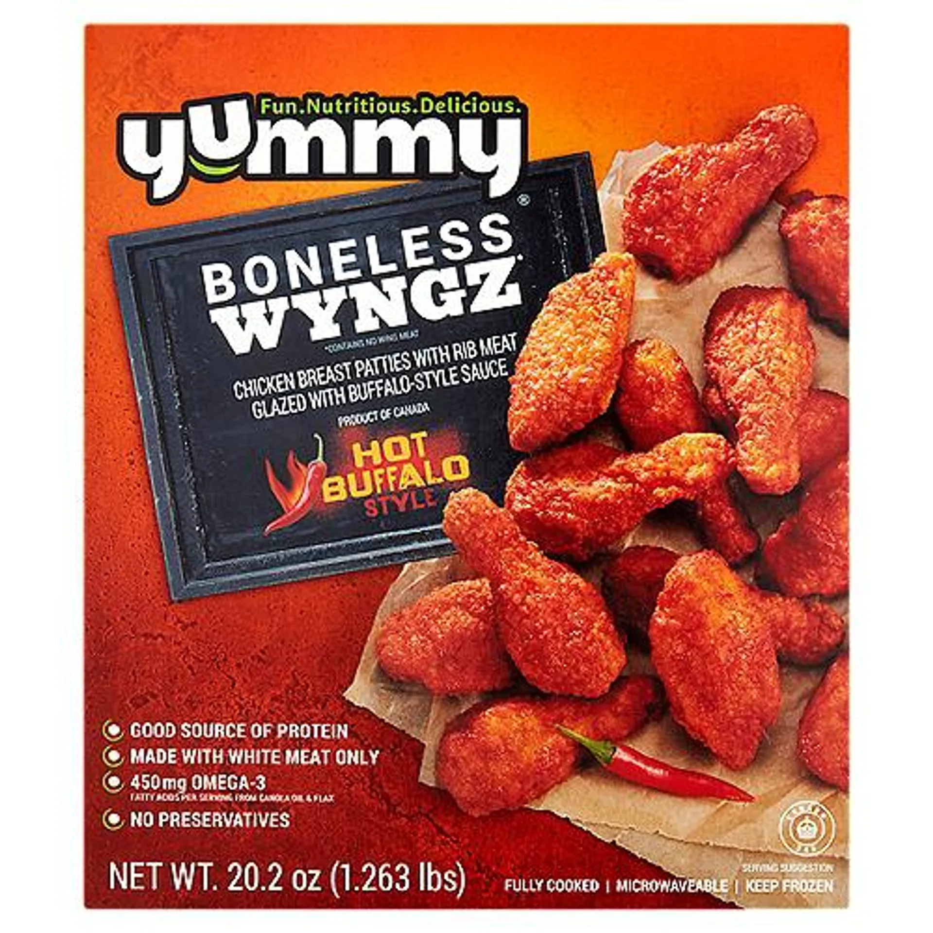 Yummy Hot Buffalo Style, Boneless Wyngz, 20.2 Ounce