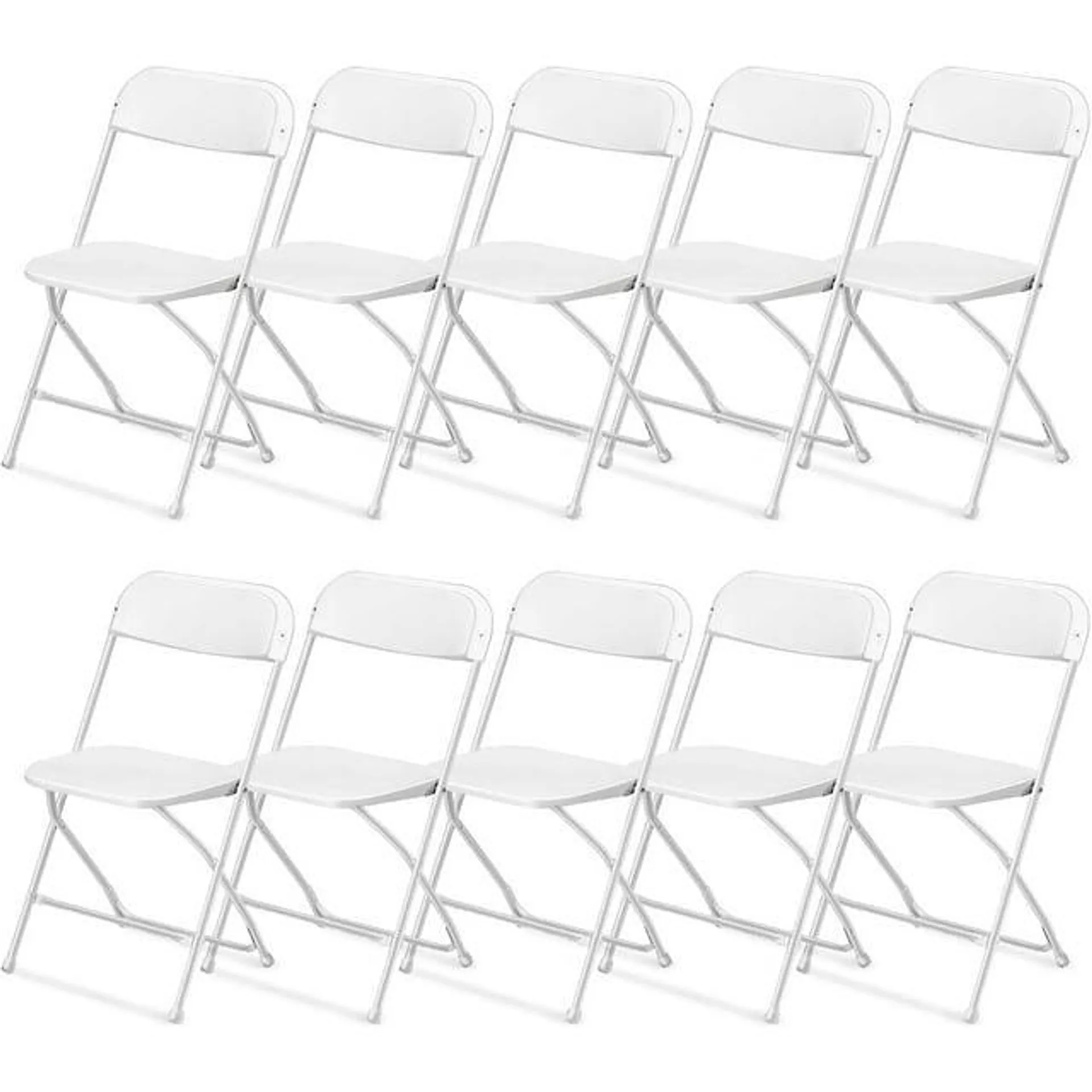 UBesGoo 10 Packs Plastic Folding Chairs Platsic Chair for Wedding Business Activities Banquet Seat Party Event Chair for Adults, White