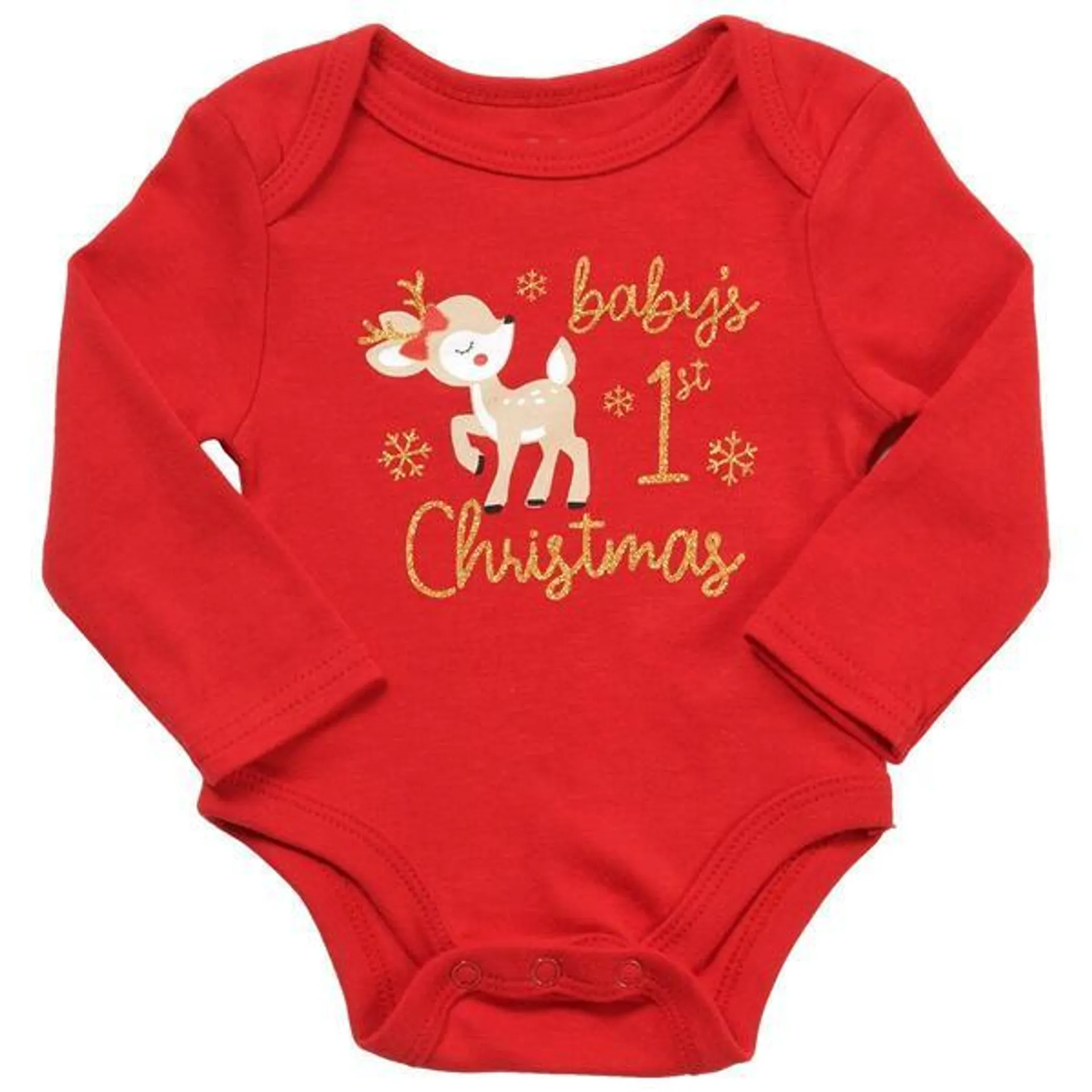 Baby Girl (3-9M) Baby Essentials® Baby’s 1st Christmas Bodysuit