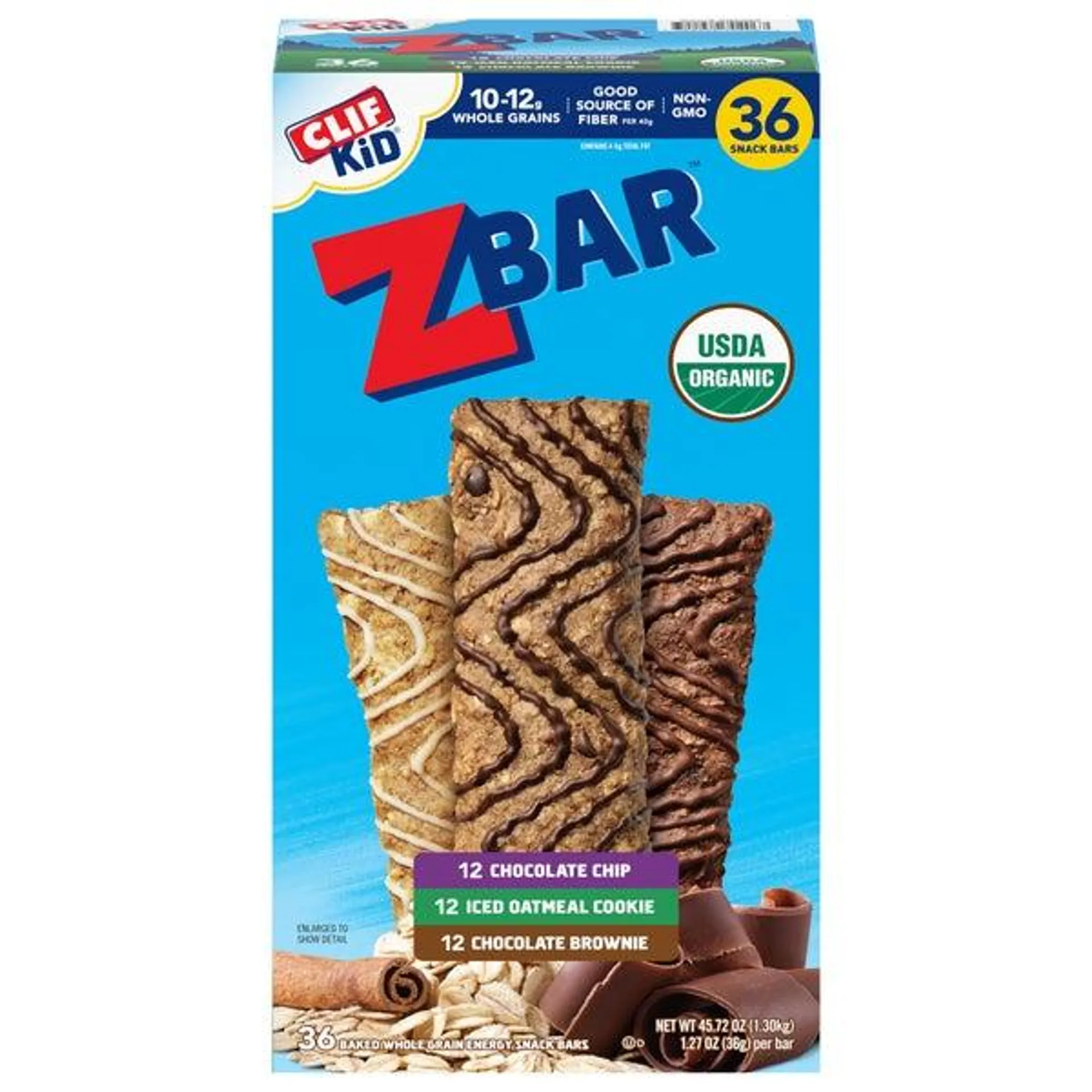 Clif Kid ZBar Organic Granola Bar, Variety Pack, 1.27 oz, 36-count