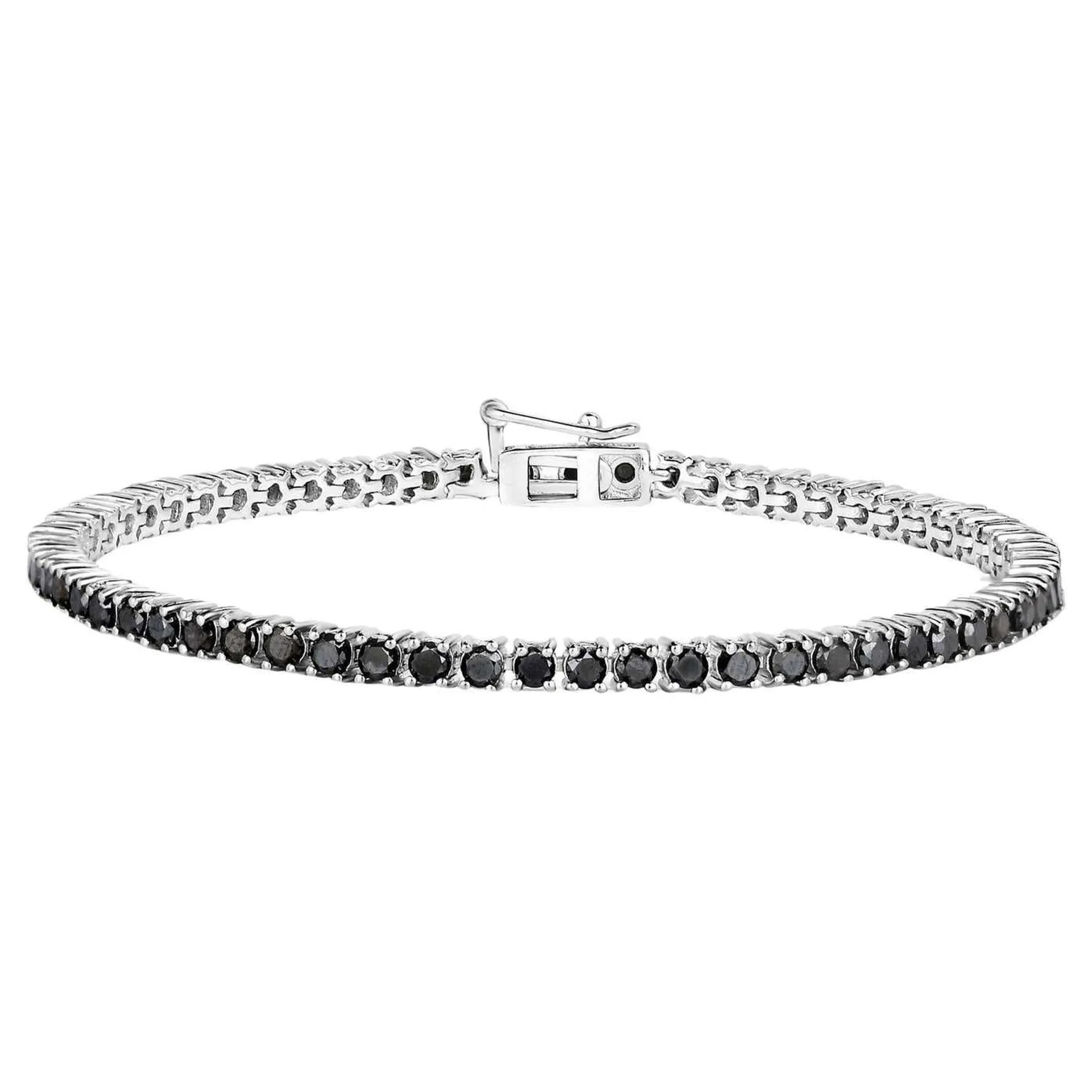 Black Diamond Tennis Bracelet 3.15 Carats Sterling Silver