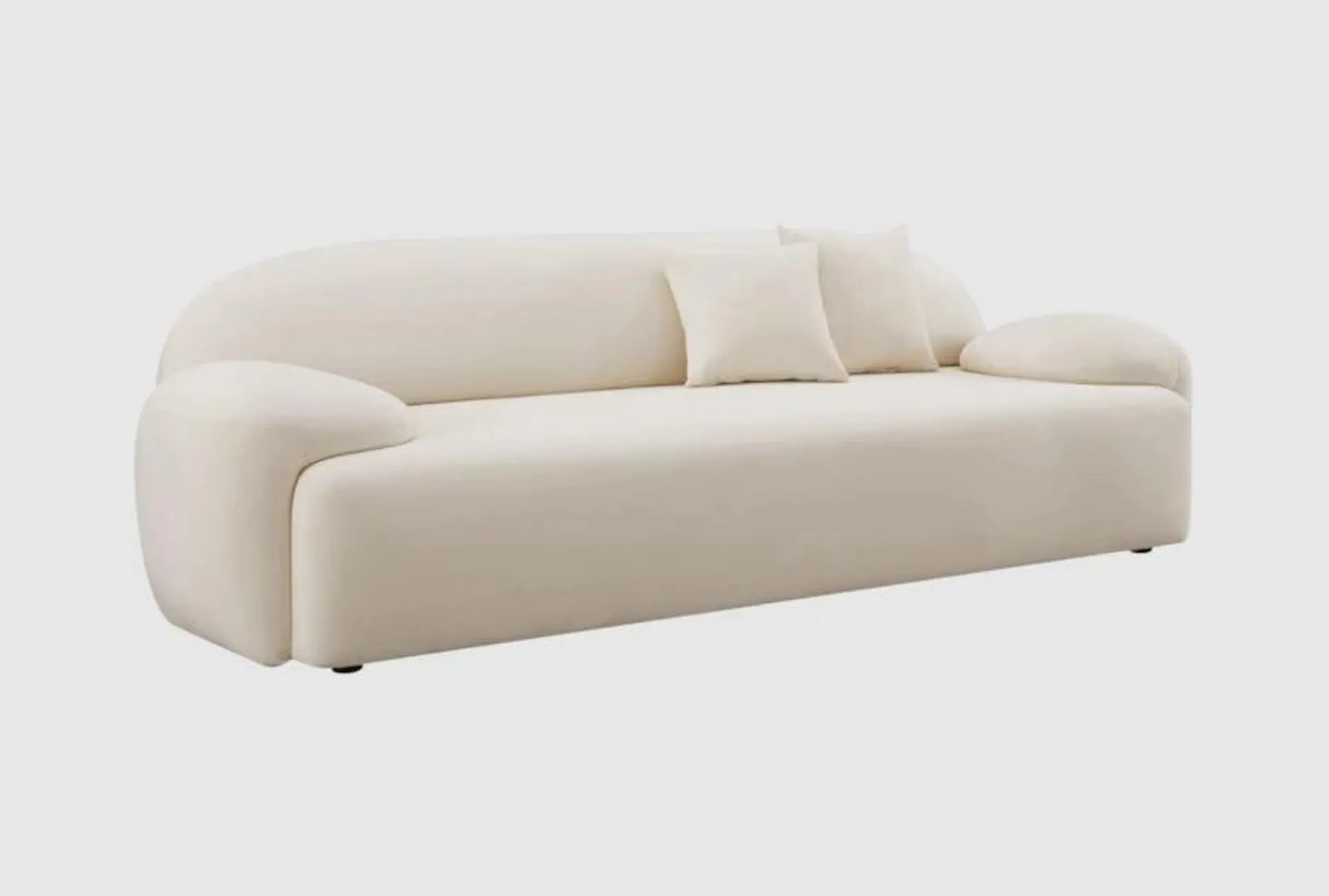 Allegra Cream White 100" Velvet Fabric Curved Sofa