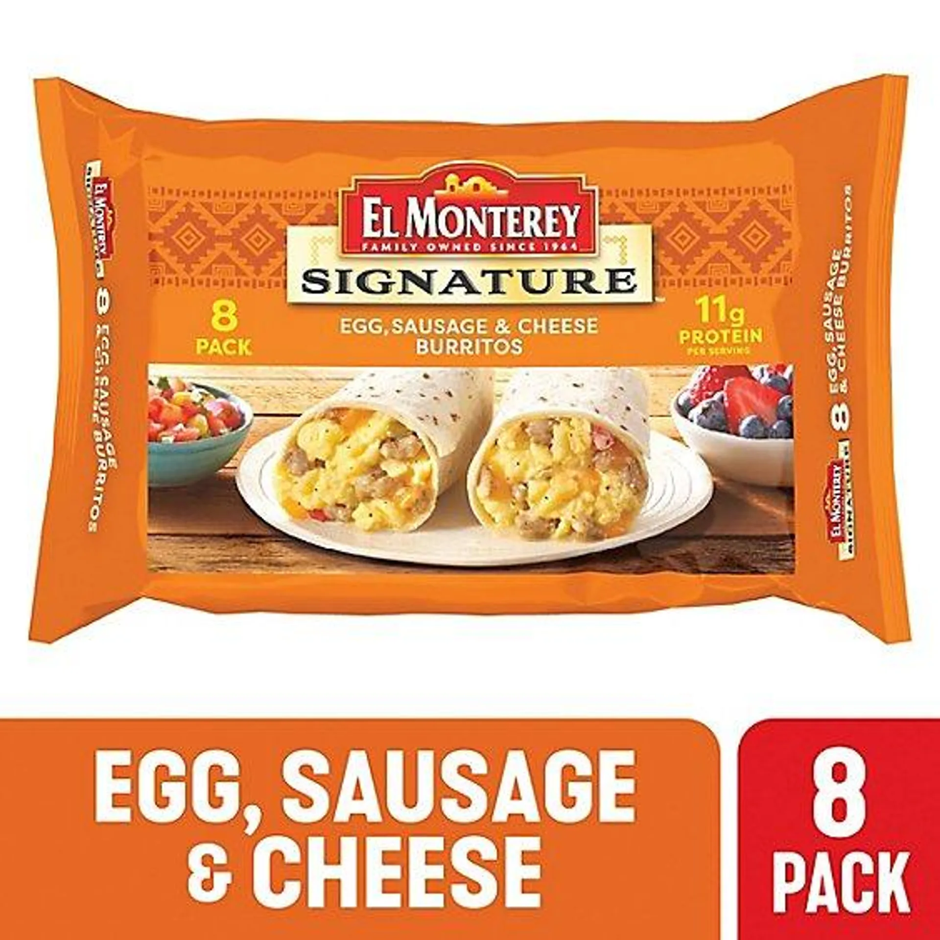 El Monterey Signature Egg Sausage & Cheese Breakfast Burritos - 8 Count