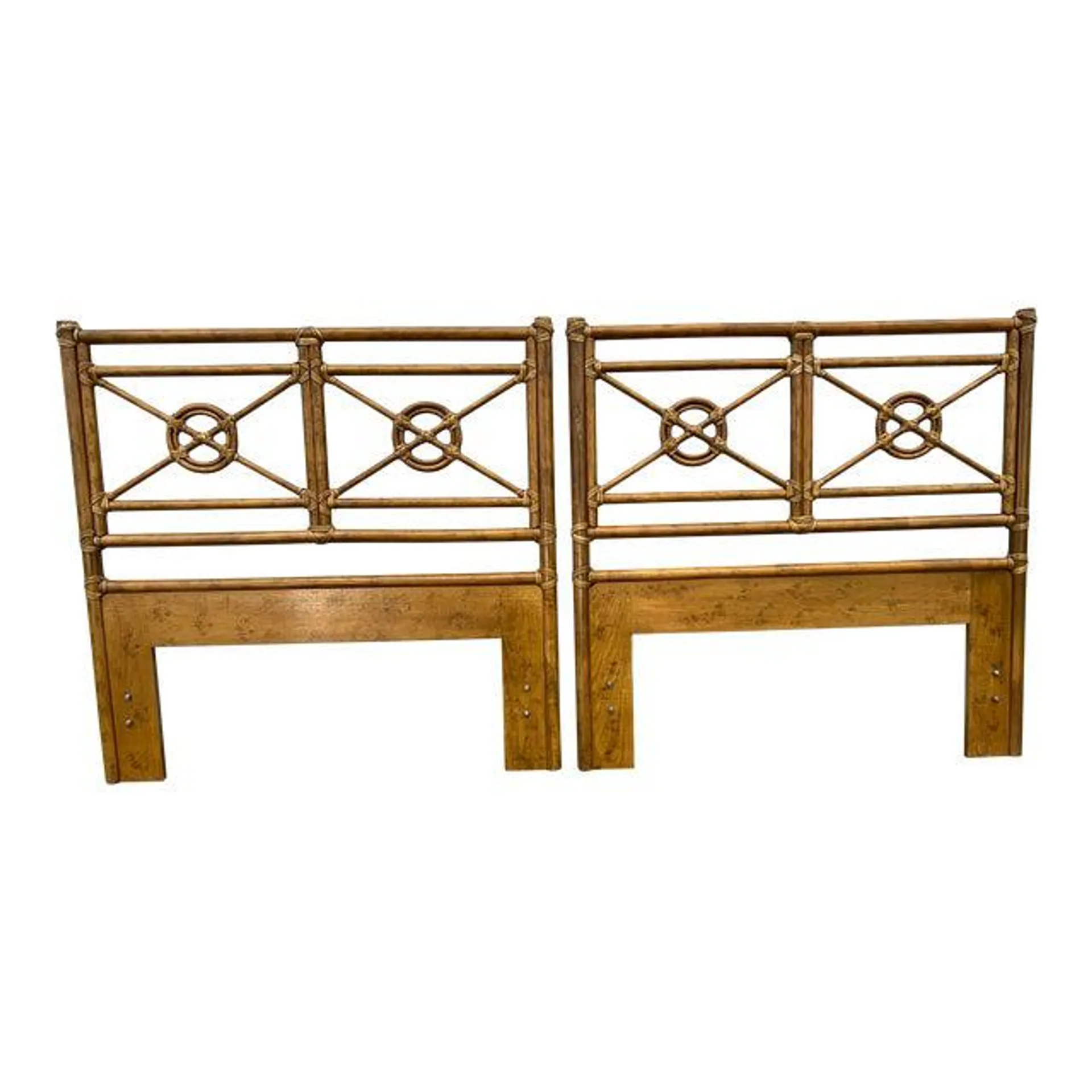 Late 20th Century Organic Bamboo Rattan Twin Headboards Pair by McGuire