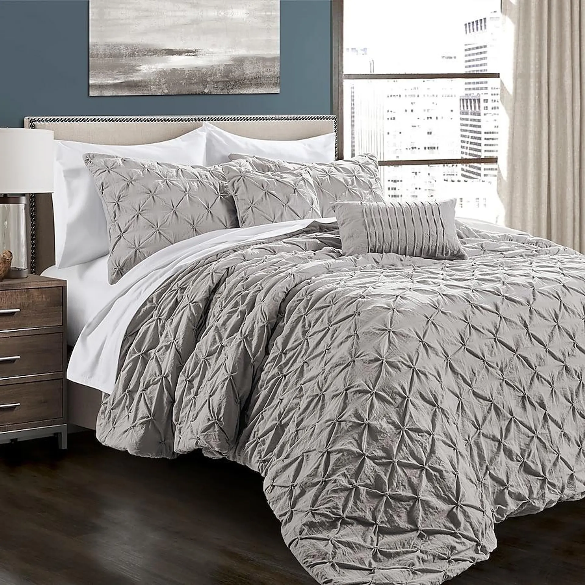 Lush Decor Light Gray Solid King Comforter with (Fill)