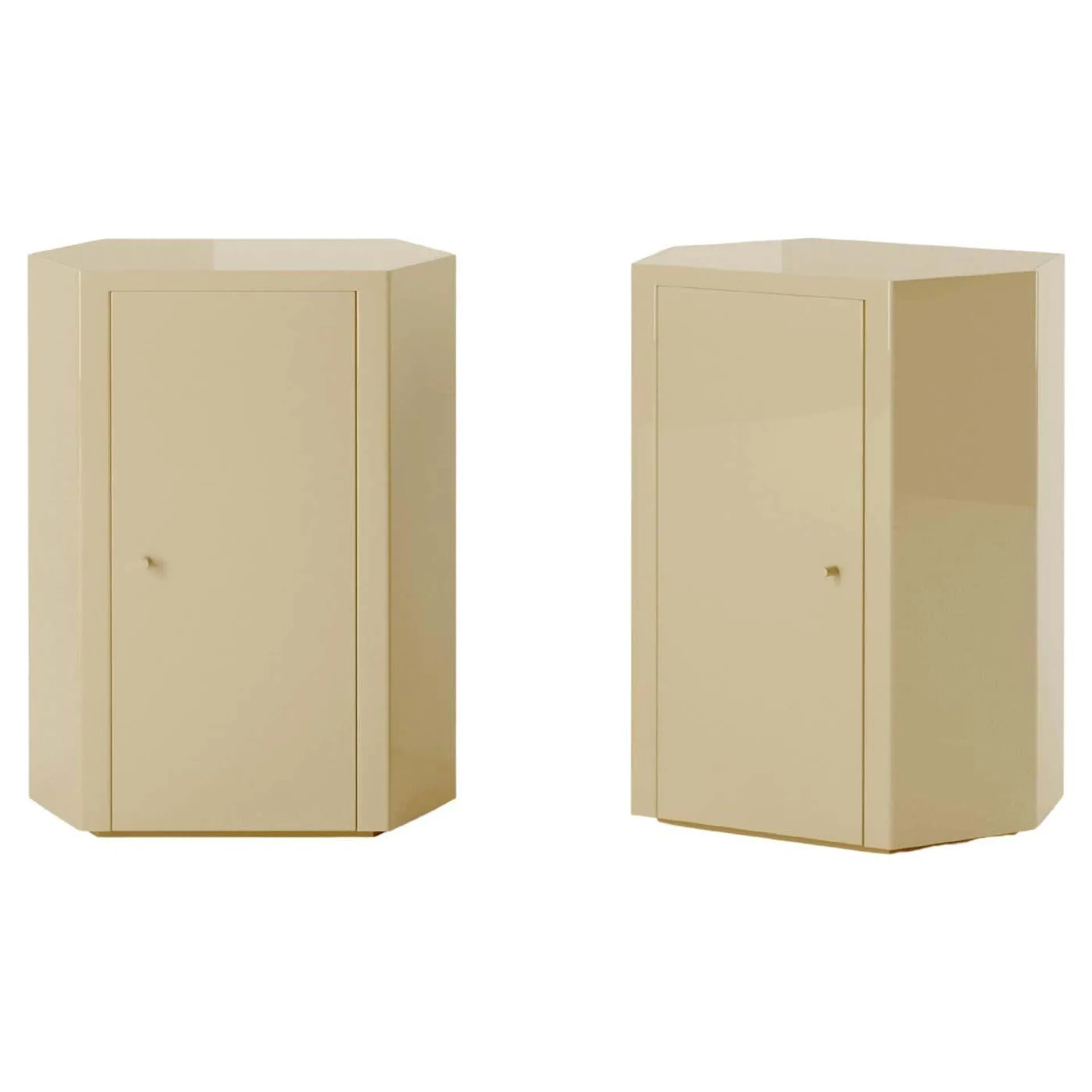 Pair of Park Night Stands in Sand Beige Lacquer by Yaniv Chen for Lemon