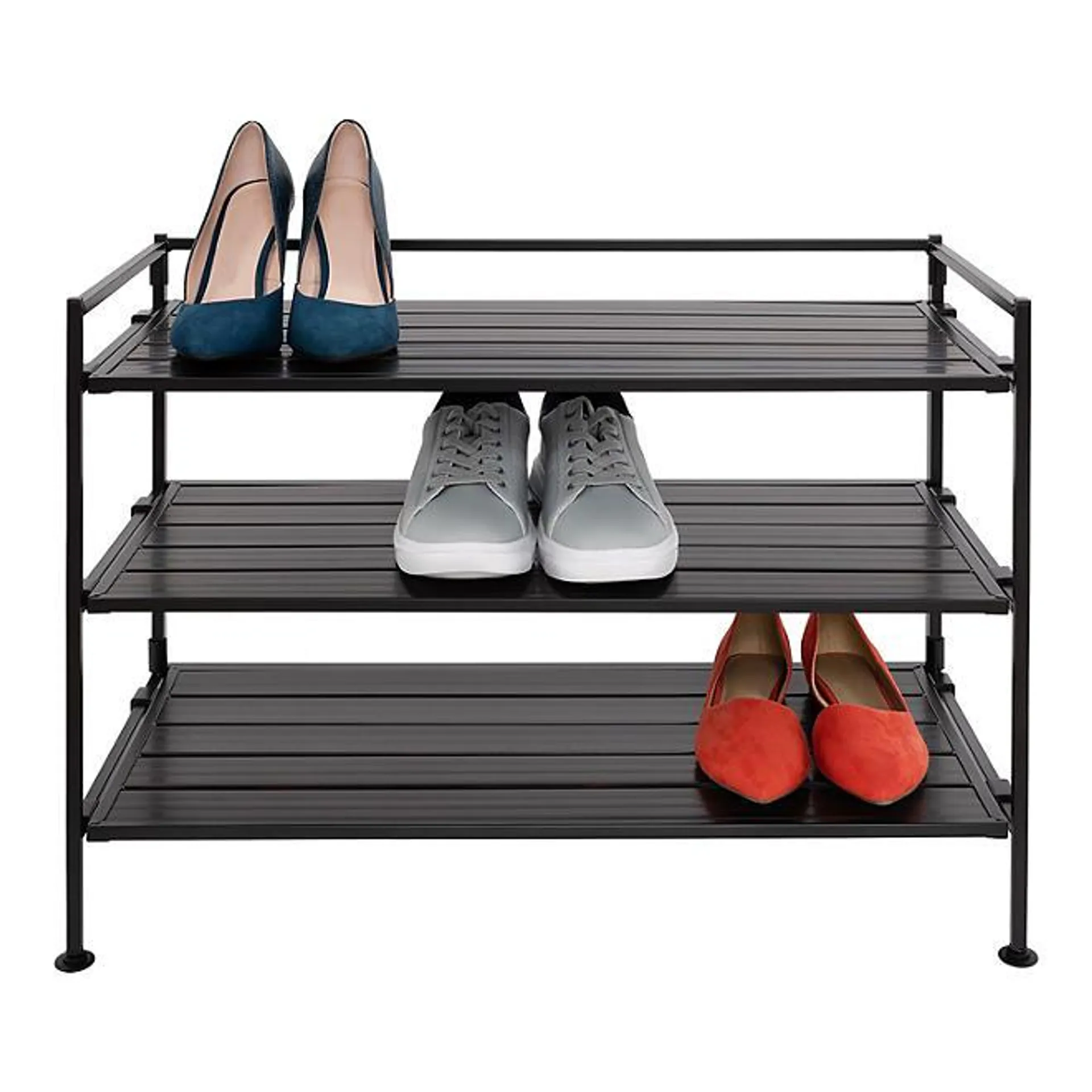 Seville Classics 3-Tier Resin Slat Shoe Rack, 26.5" W x 12.2" D x 19" H