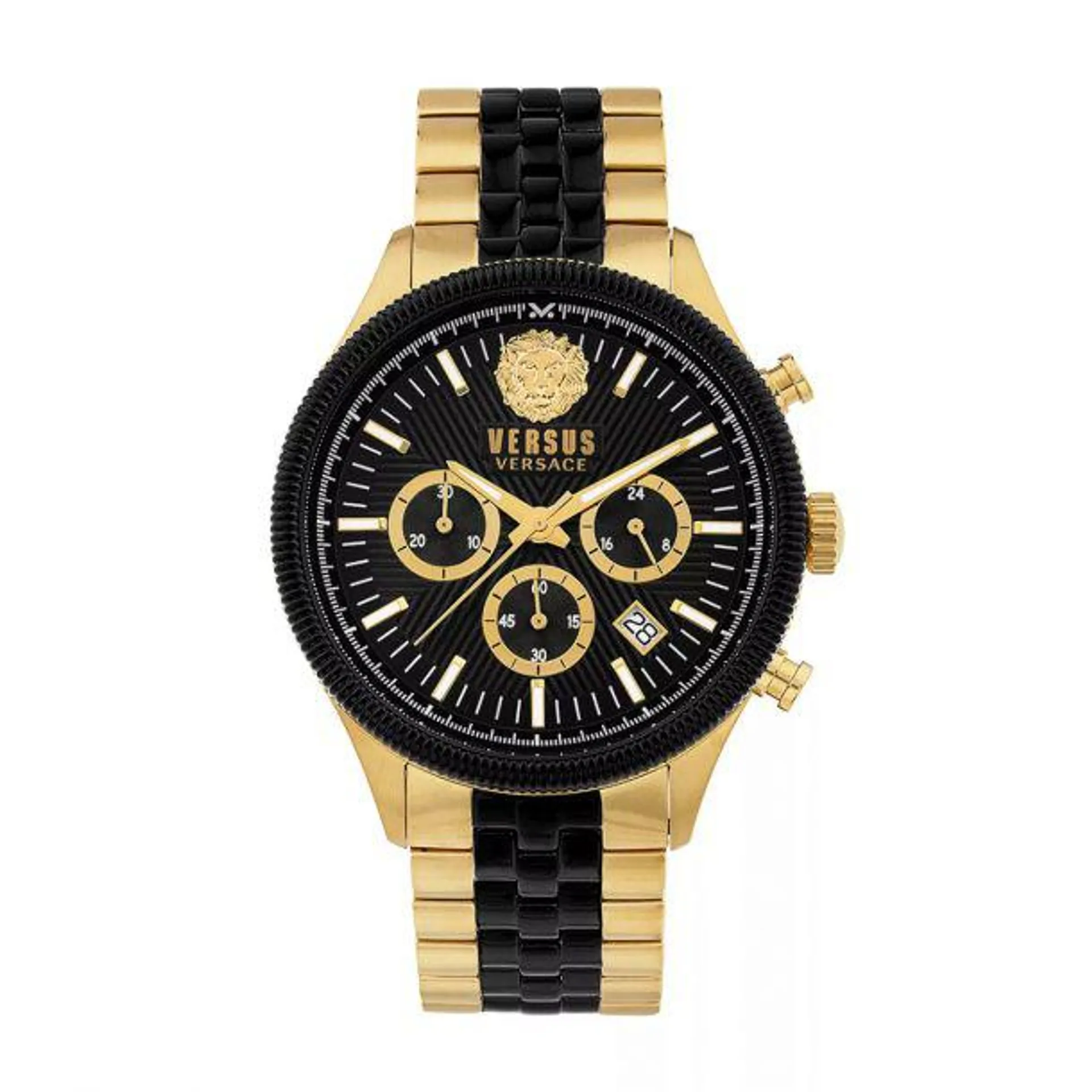 Versus Versace Colonne Chrono Men's 44mm Two-Tone Bracelet Watch - Black Dial
