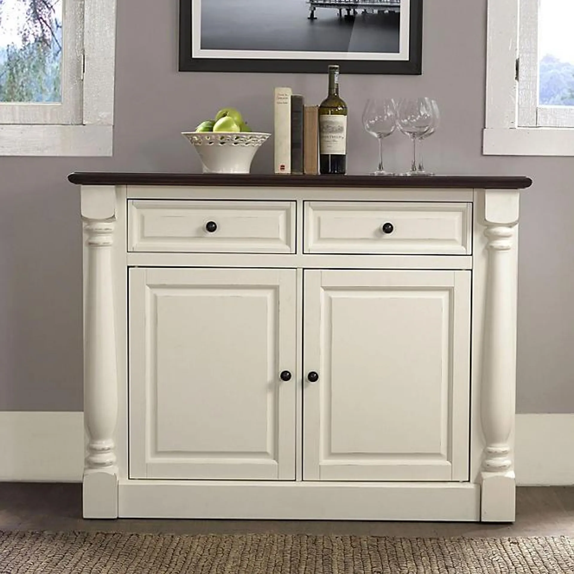 Crosley Furniture Shelby Traditional Buffet Sideboard, White